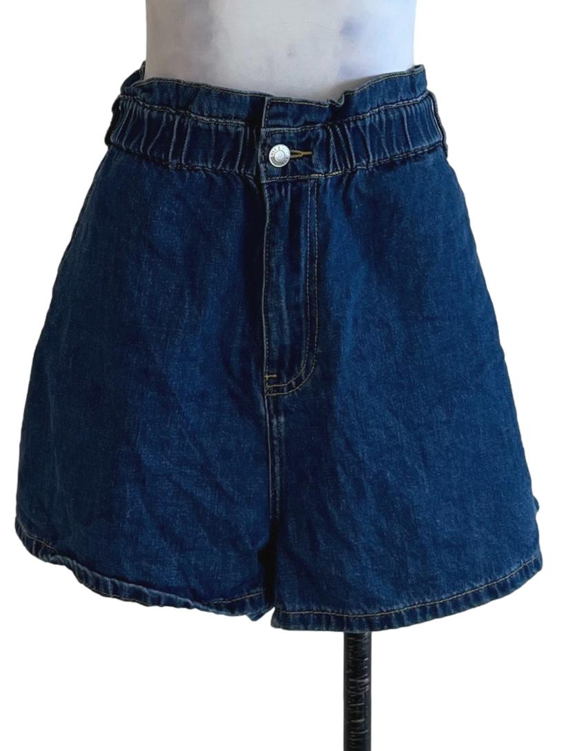 Blue Denim High-Waisted Shorts