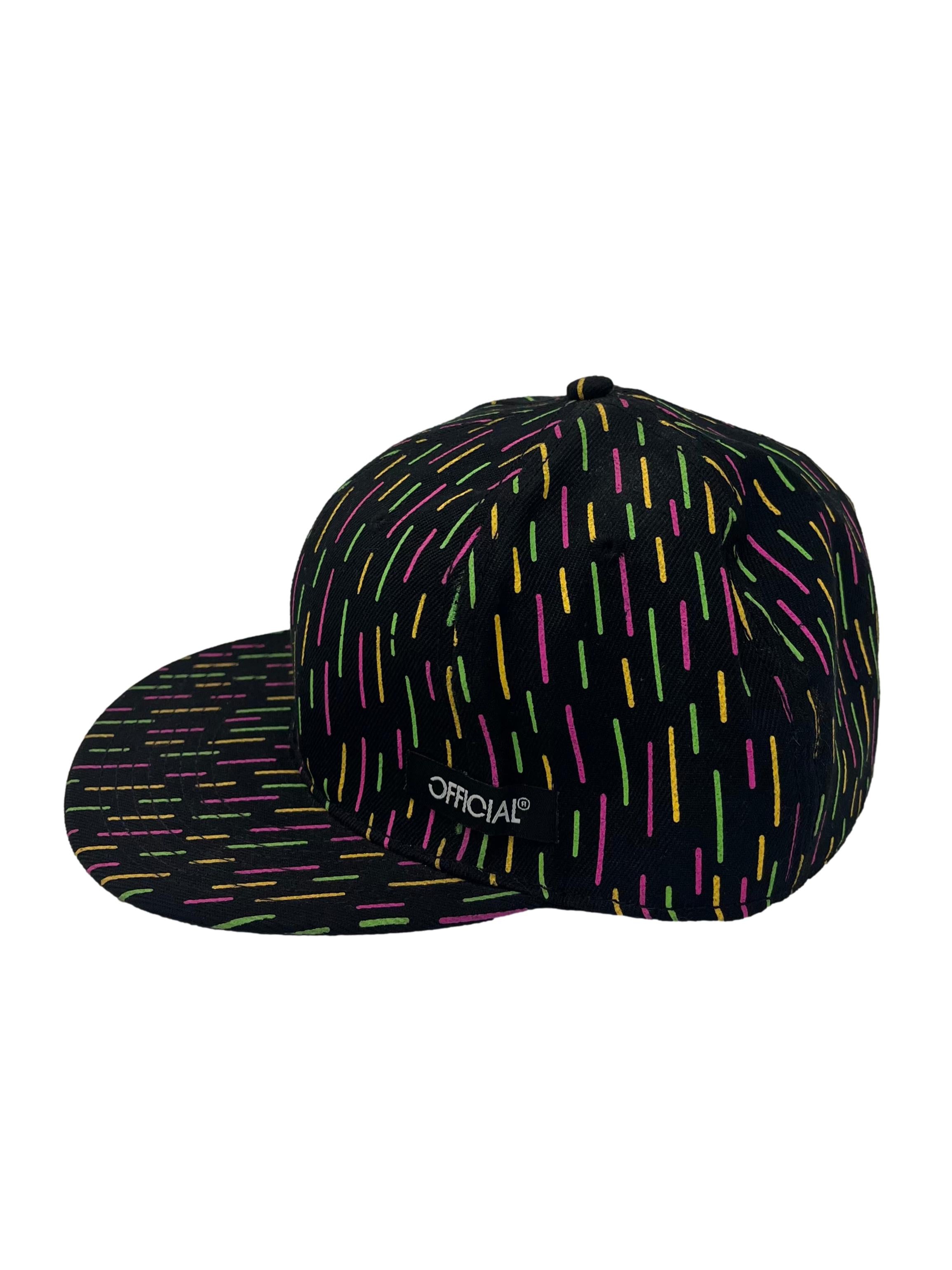 Black With Multicolour Print Snapback Cap