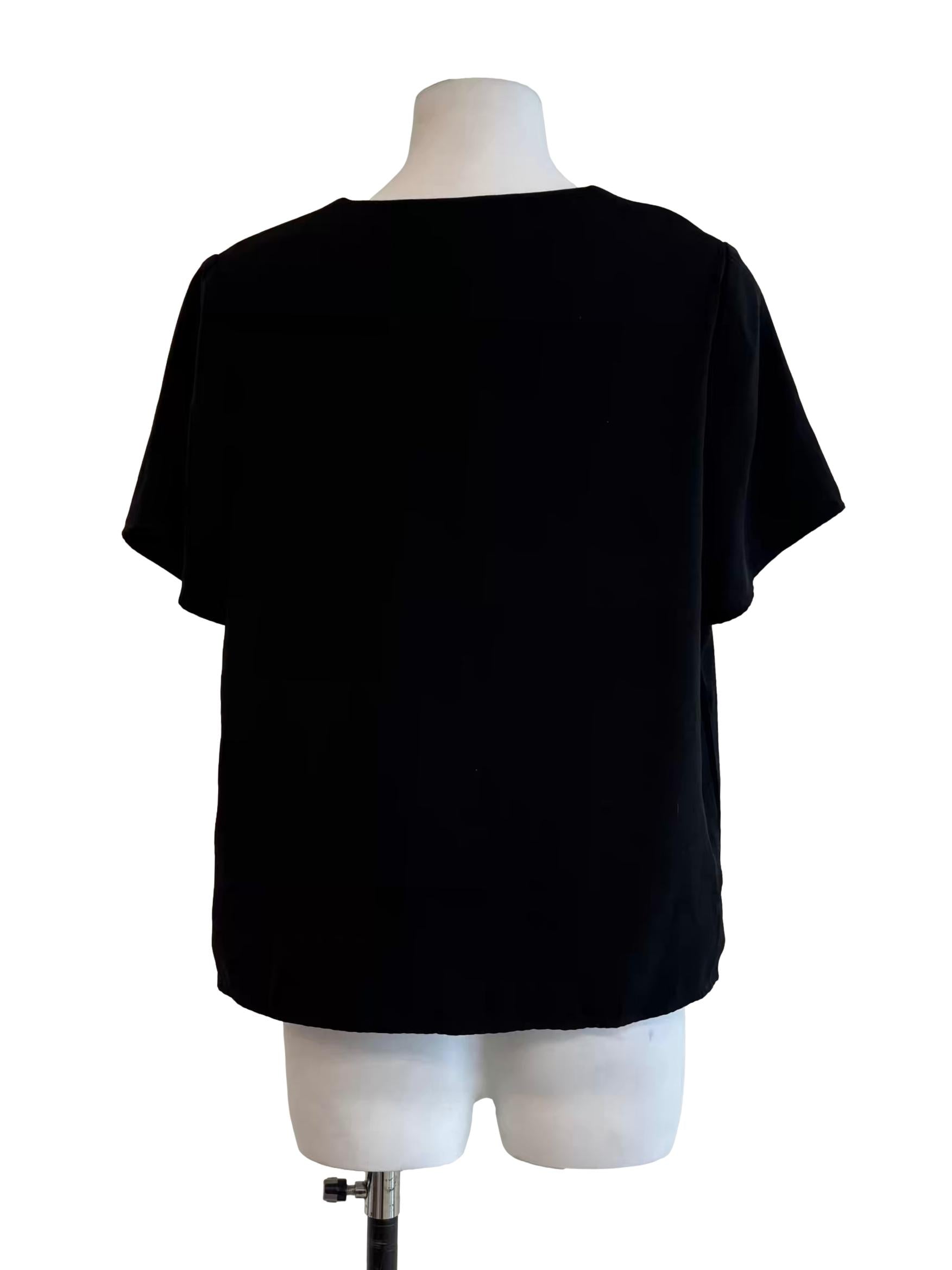 Slate Black Short Sleeve Button Top