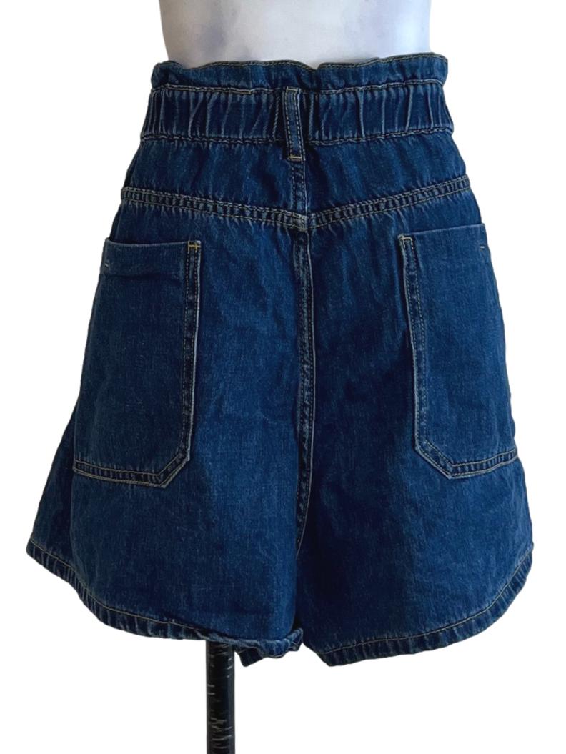 Blue Denim High-Waisted Shorts