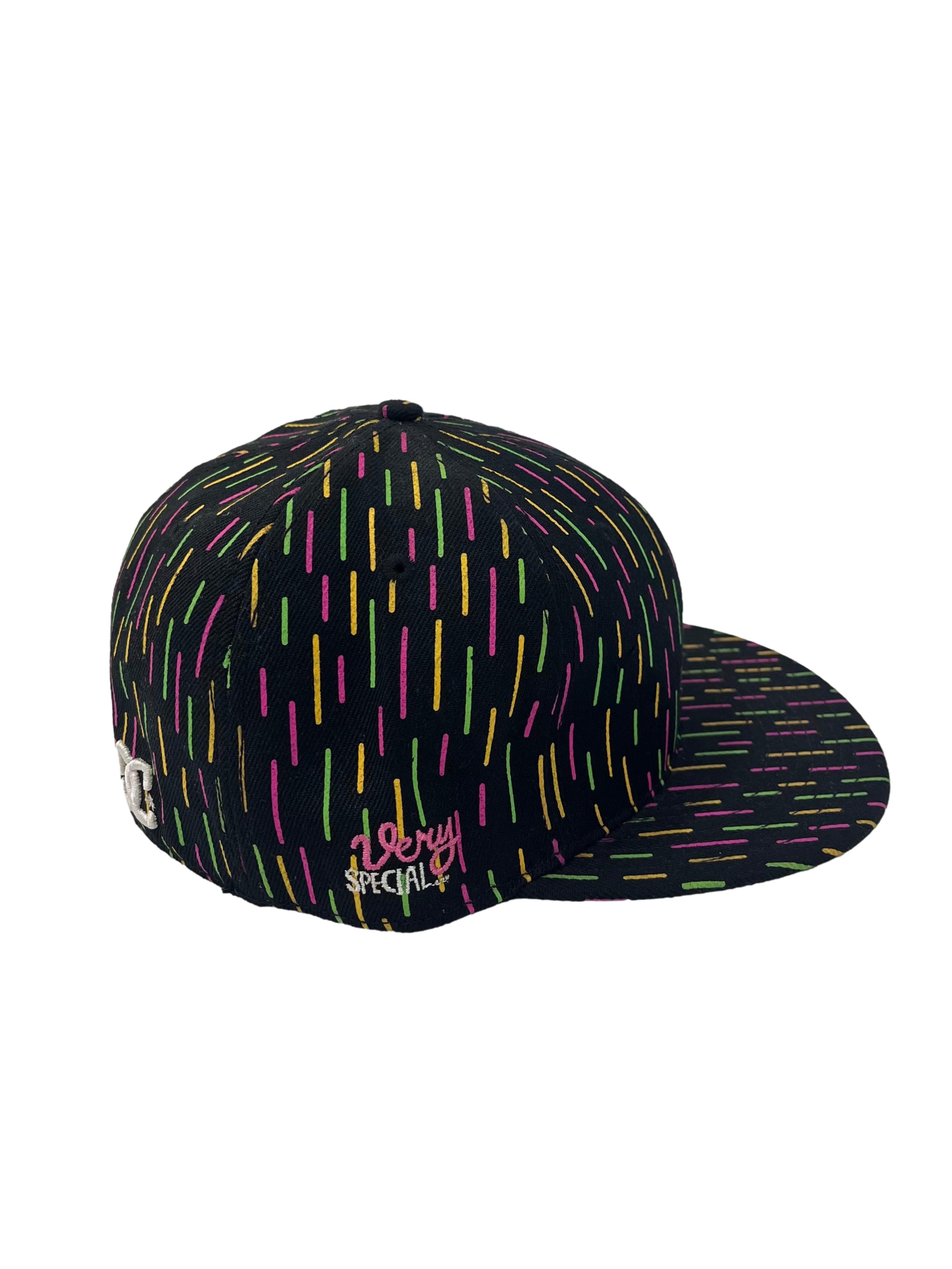 Black With Multicolour Print Snapback Cap