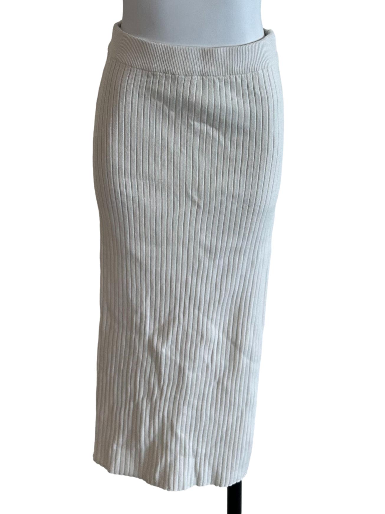 Salt White Knit Slit Skirt