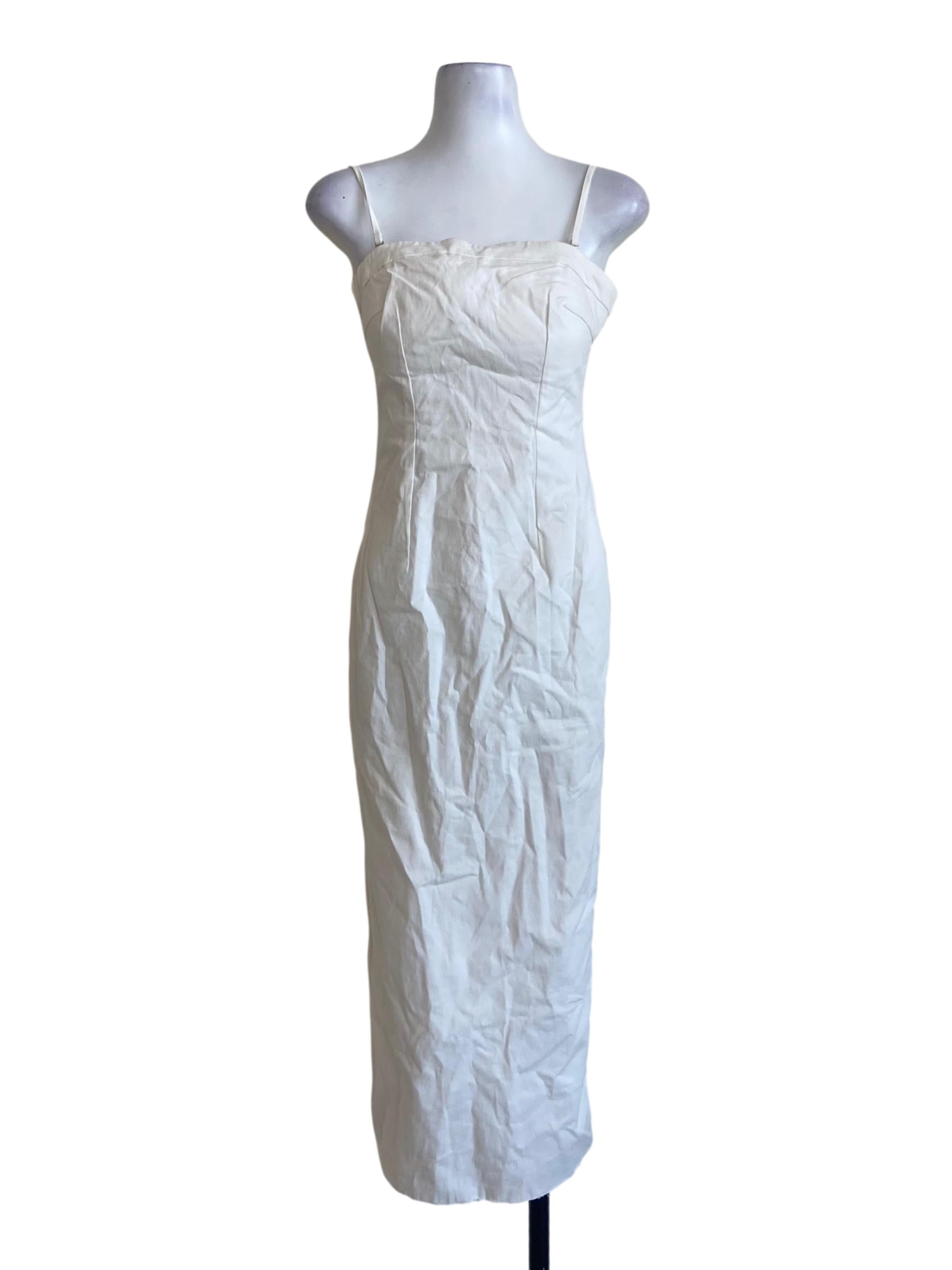 White Sleeveless Slit Bodycon Dress YHF