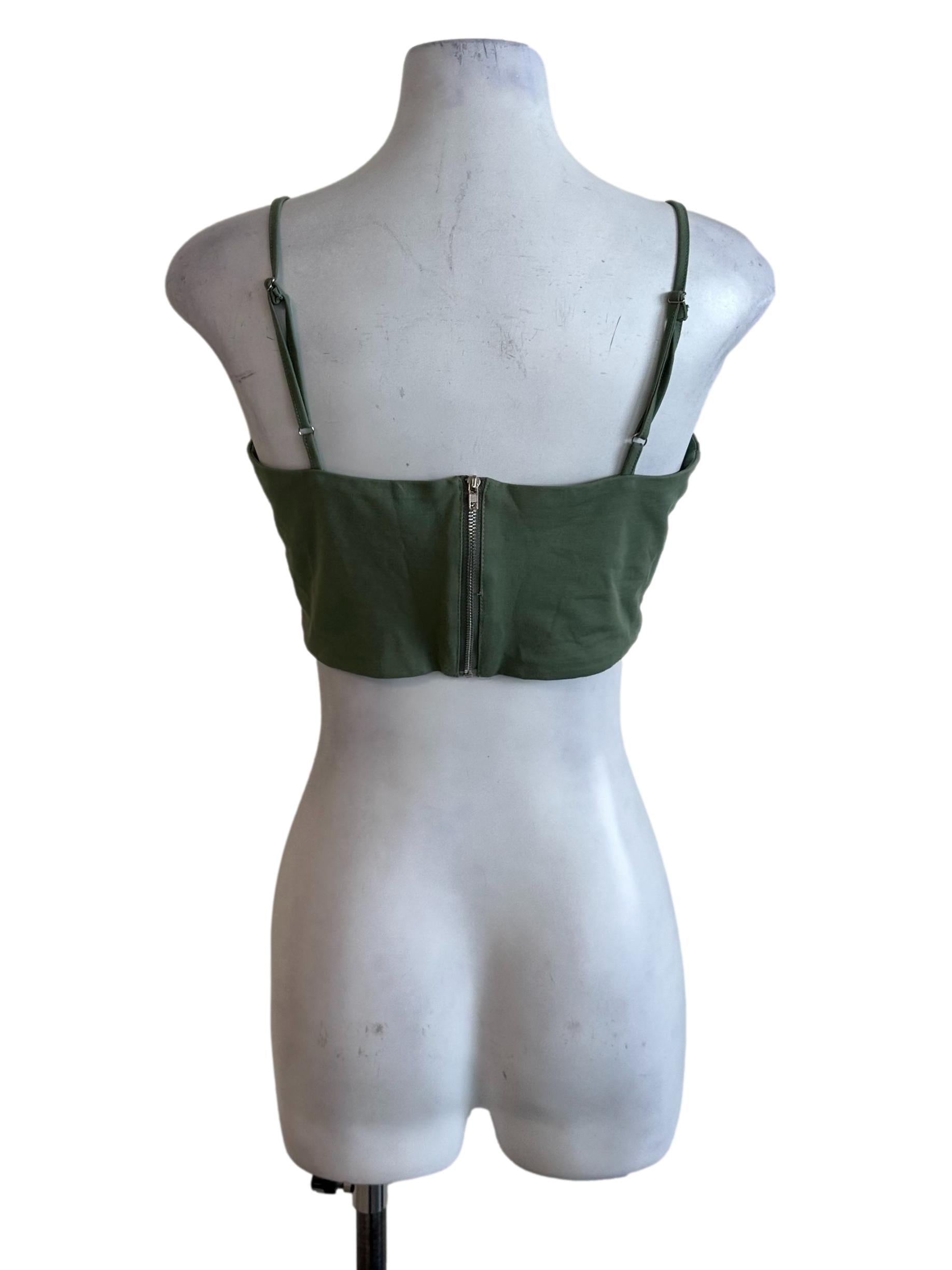 Sage Green Square Neck Crop Top