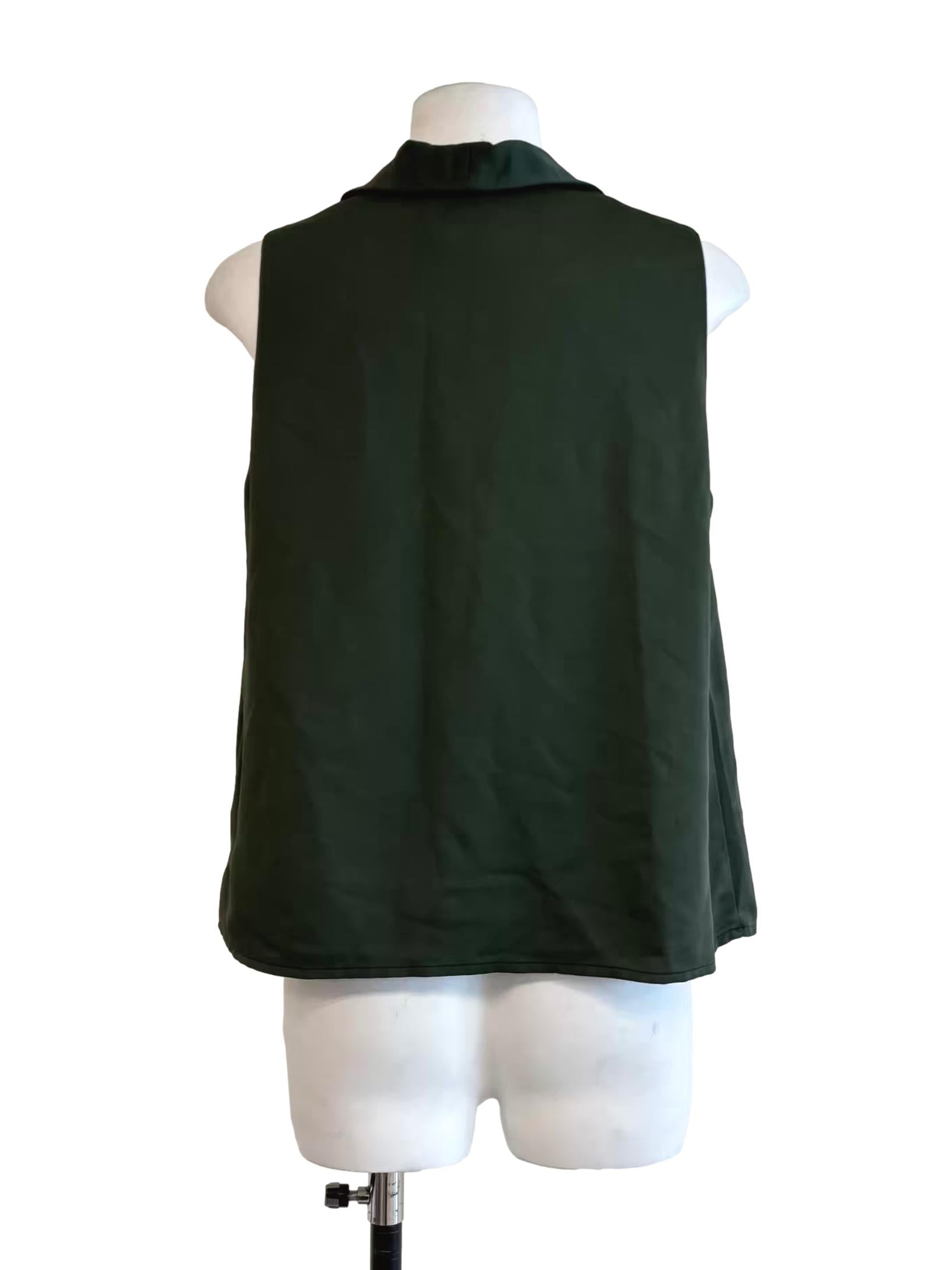 Hunter Green Surplice Sleeveless Top