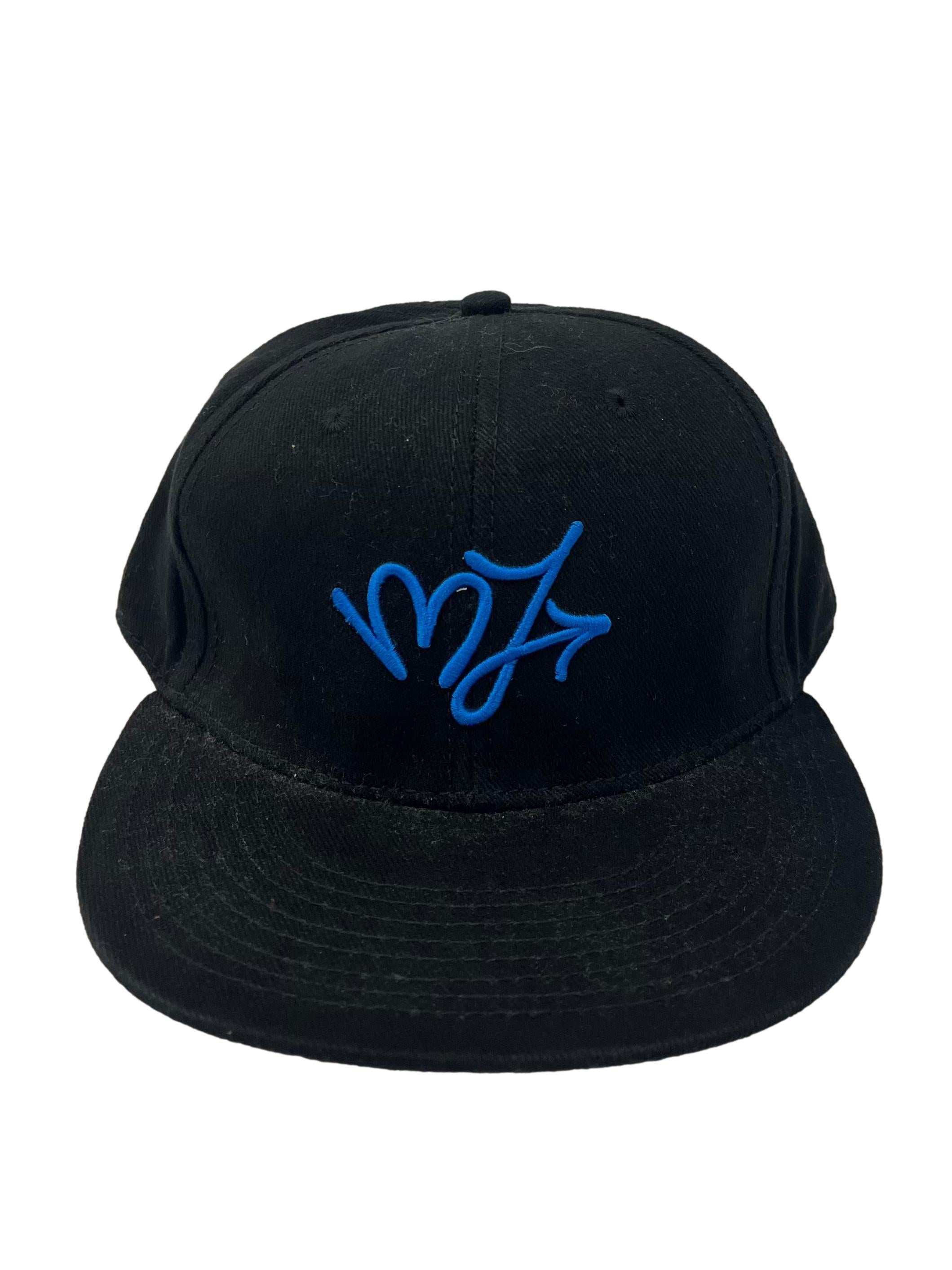 Black With Blue Embroidery Adjustable Snapback Cap