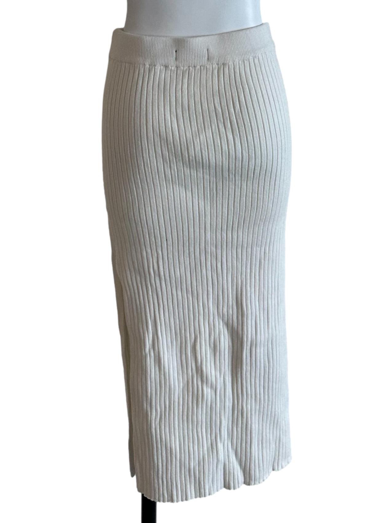 Salt White Knit Slit Skirt
