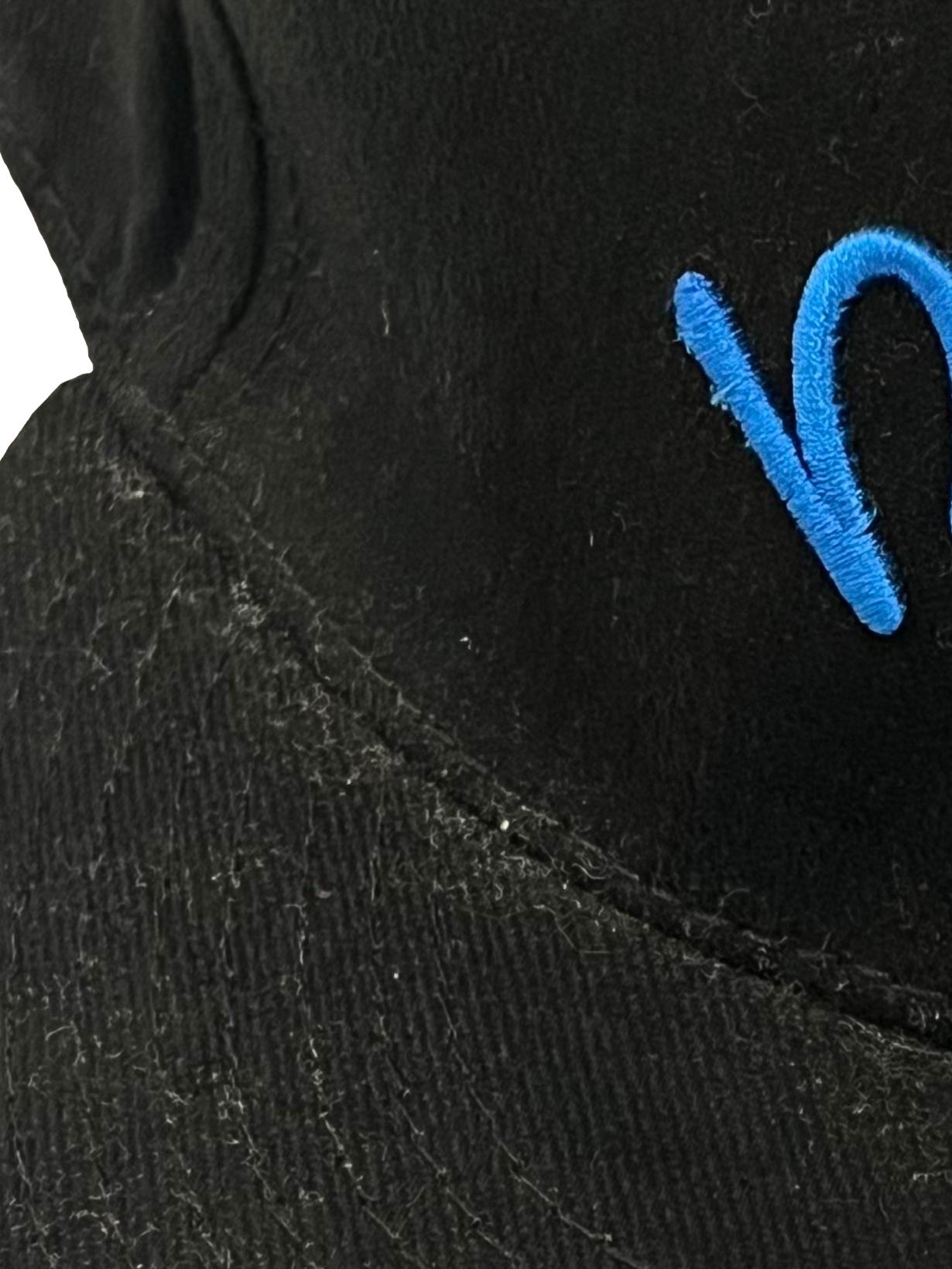 Black With Blue Embroidery Adjustable Snapback Cap