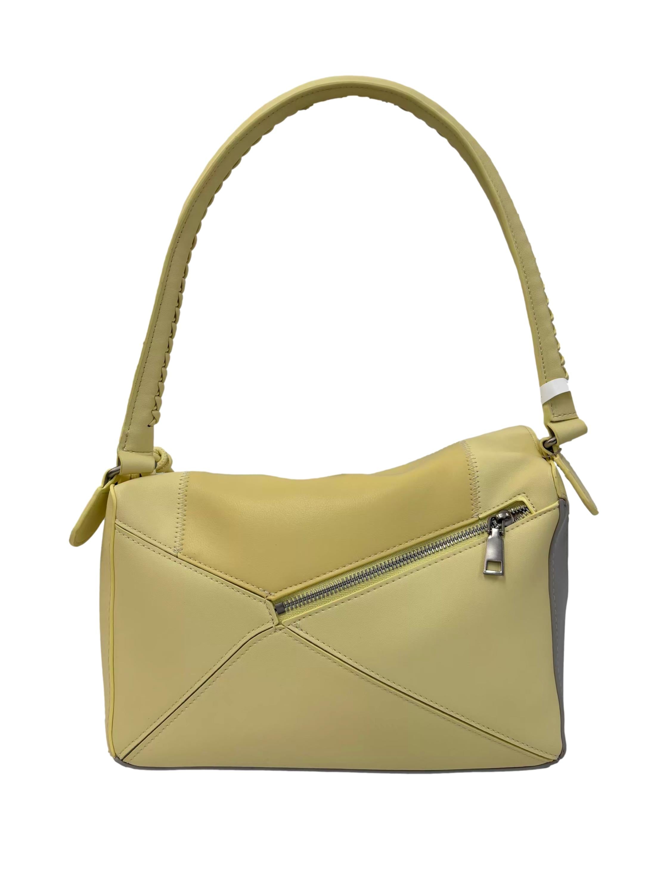 Pastel Yellow Loewe Puzzle Edge Shoulder Bag