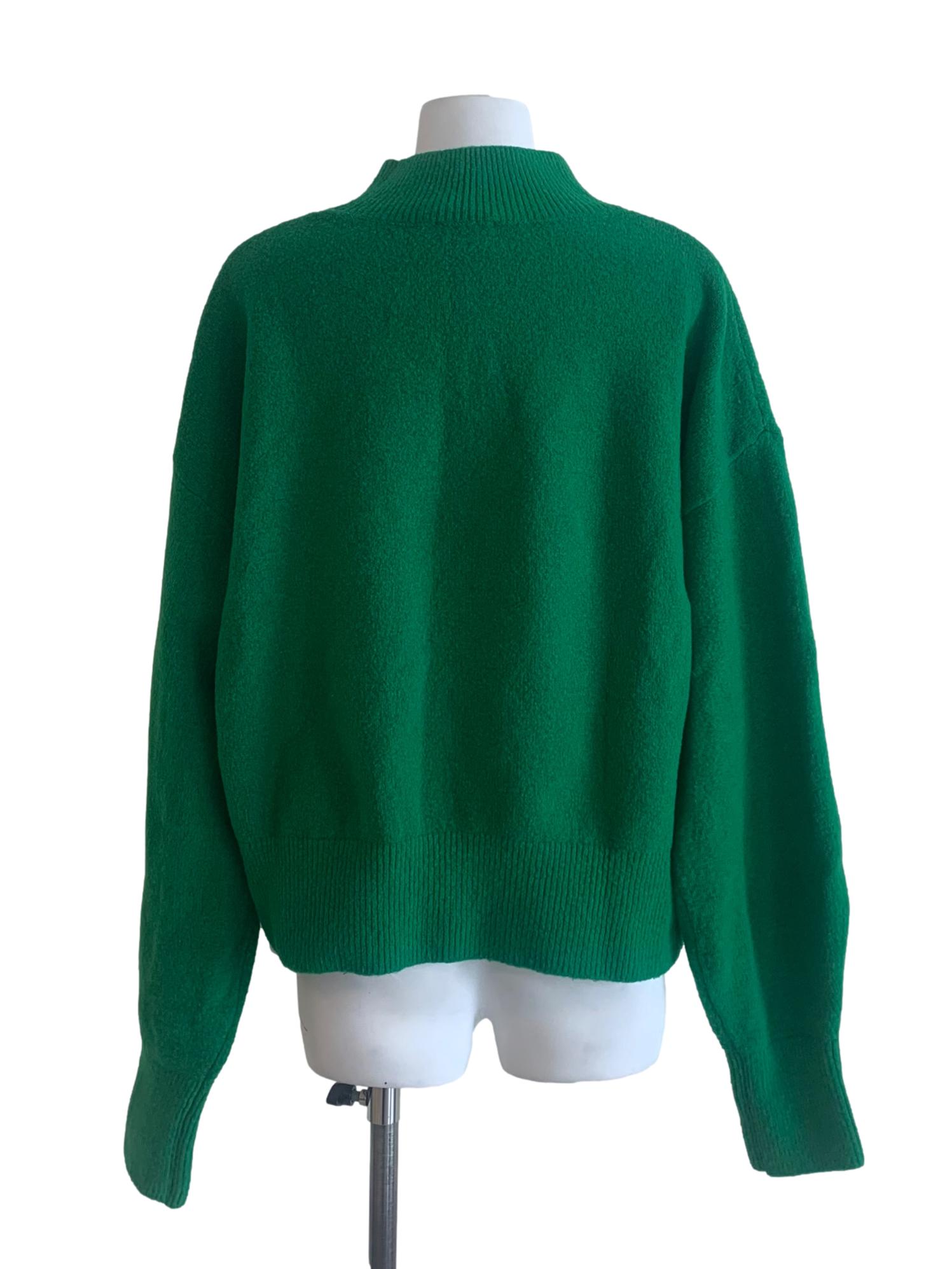 Basil Green High Collar Top
