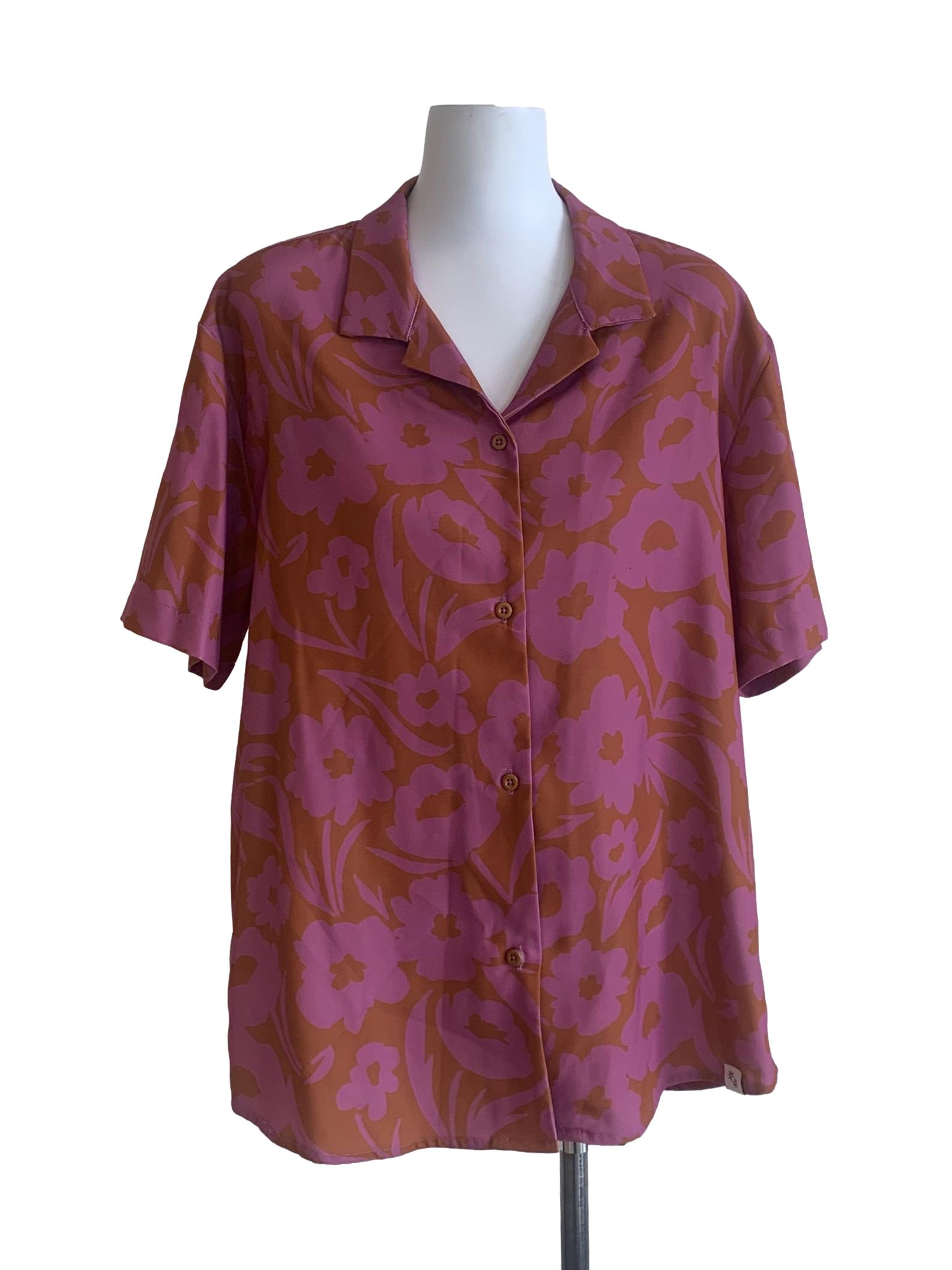 Tawny Brown Flower Pattern Top
