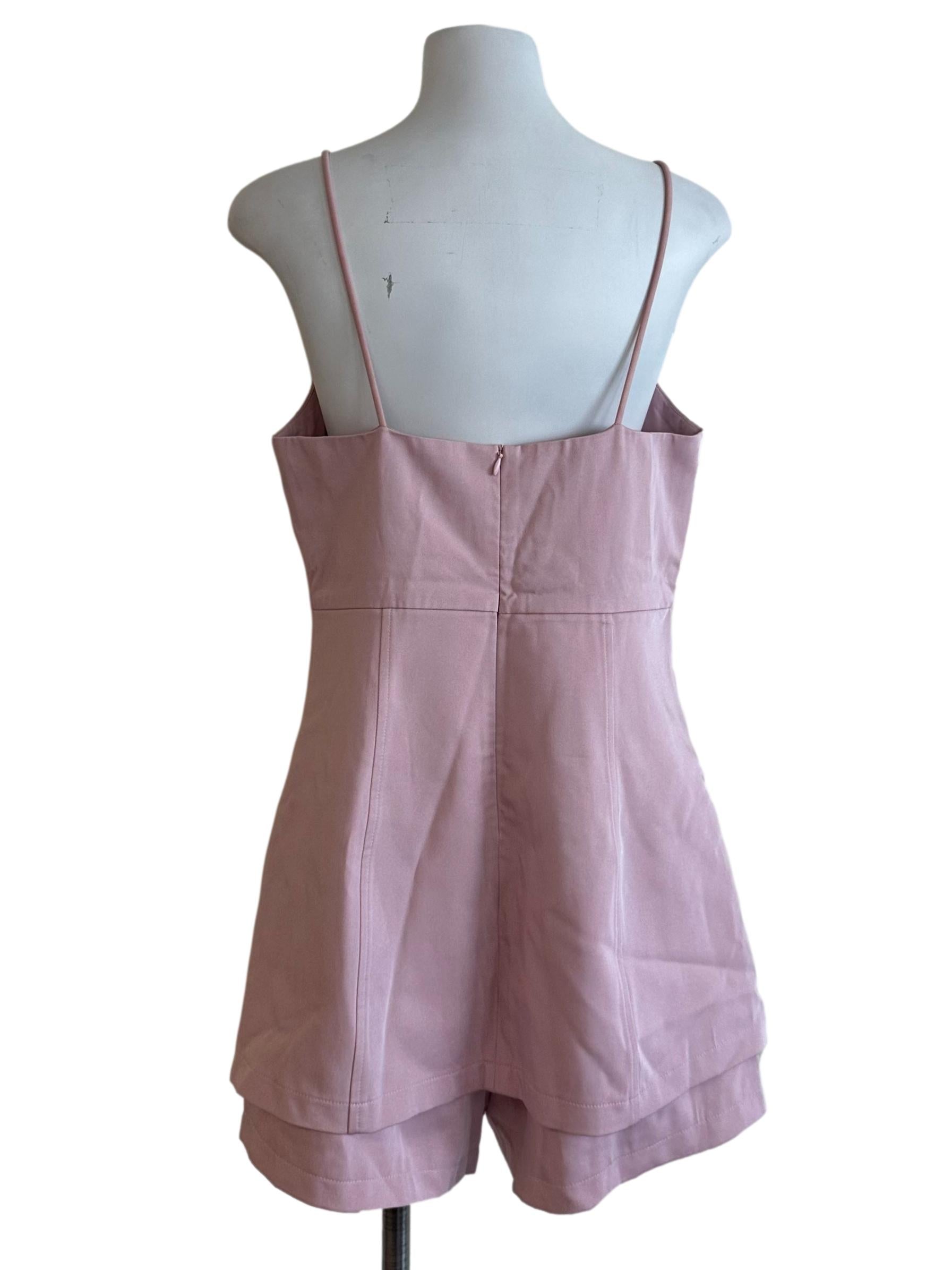Dusty Pink Ribbon Panel Romper
