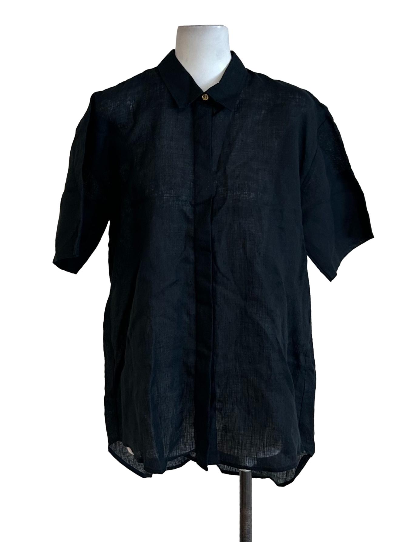Seville Linen Short Sleeves Shirt In Licorice CSN