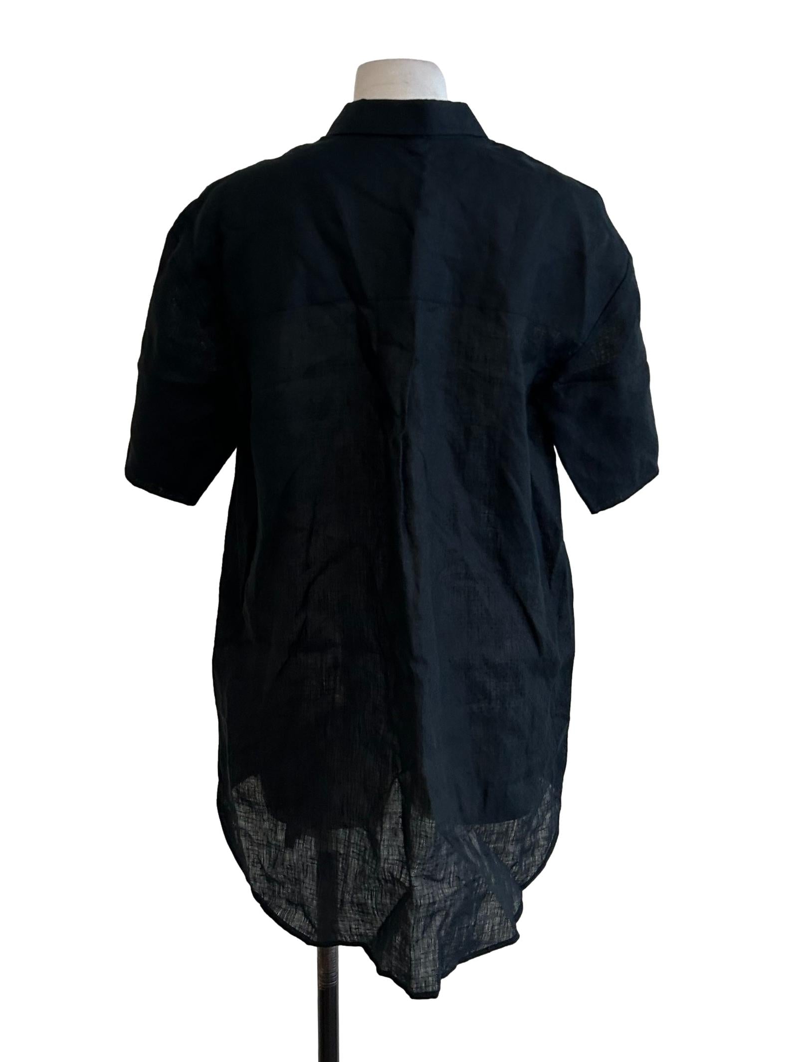 Seville Linen Short Sleeves Shirt In Licorice CSN