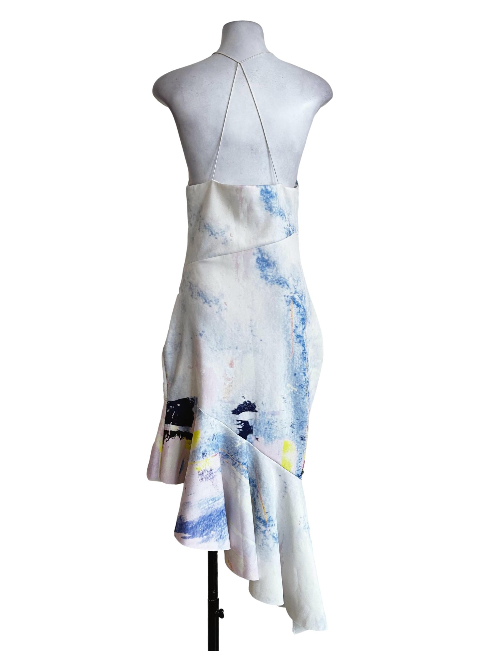 Pink Abstract Pattern Halter Dress