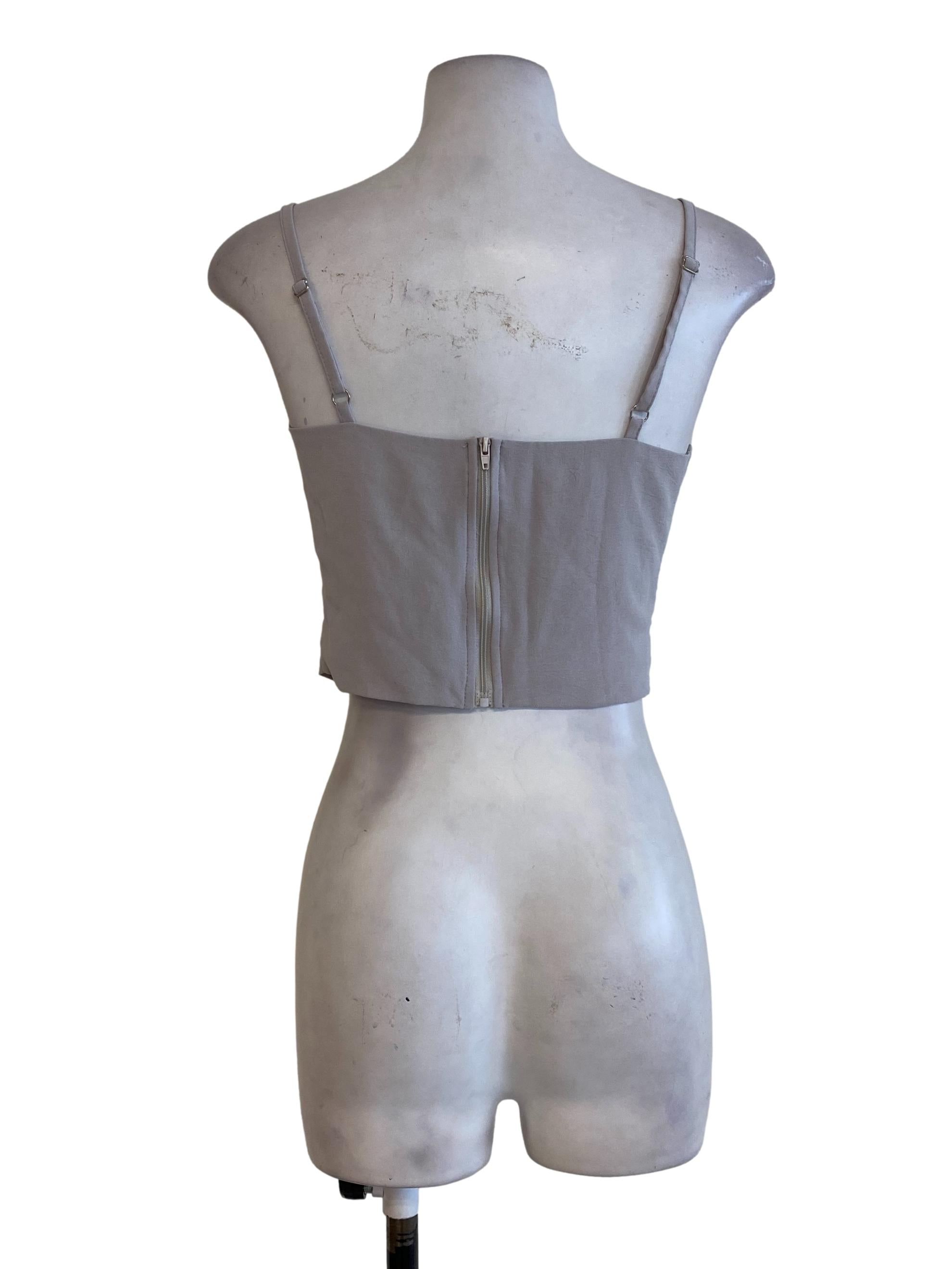 Light Grey Ruffle Top