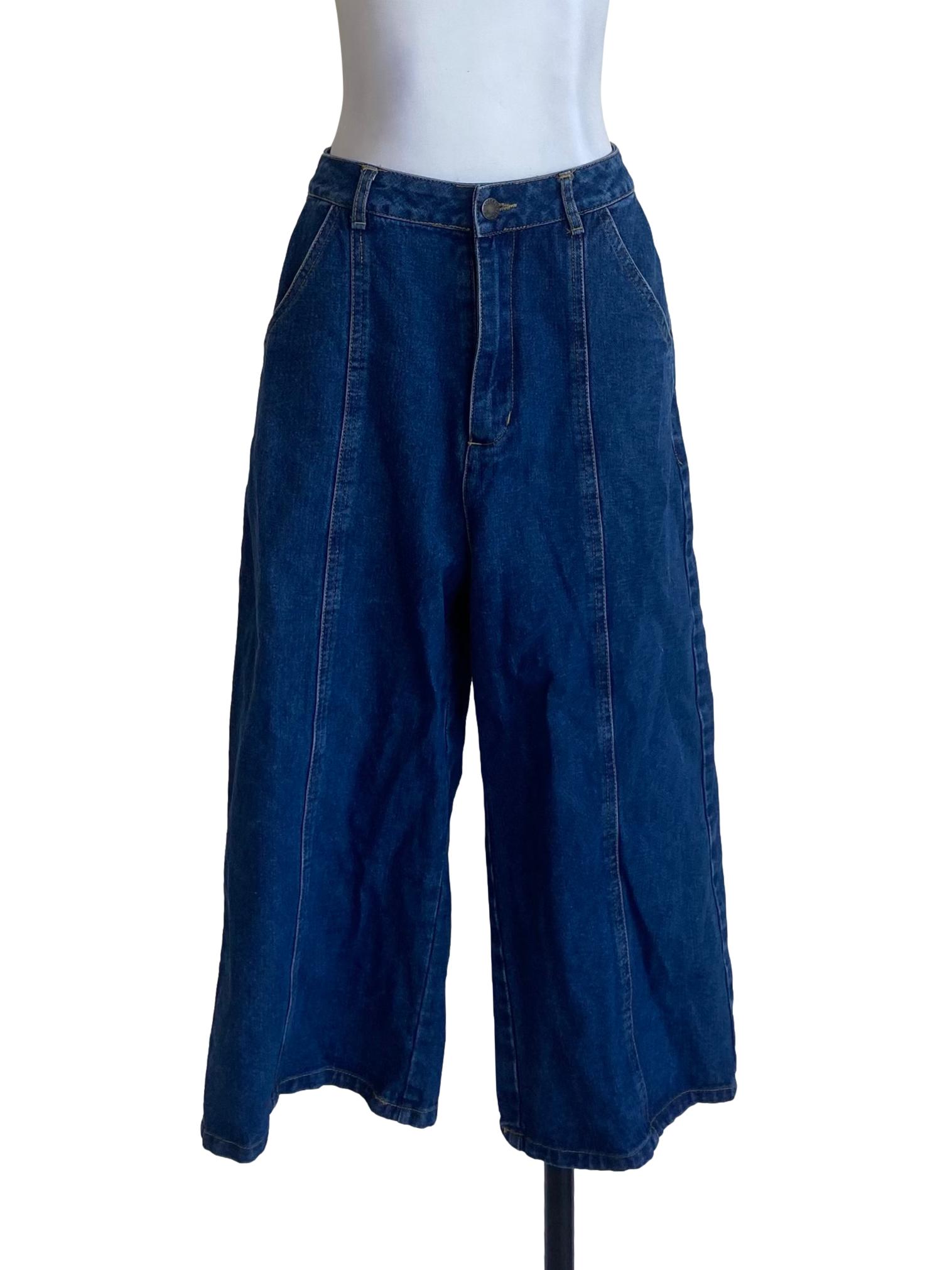 Blue Herringbone Culottes Jeans TCL