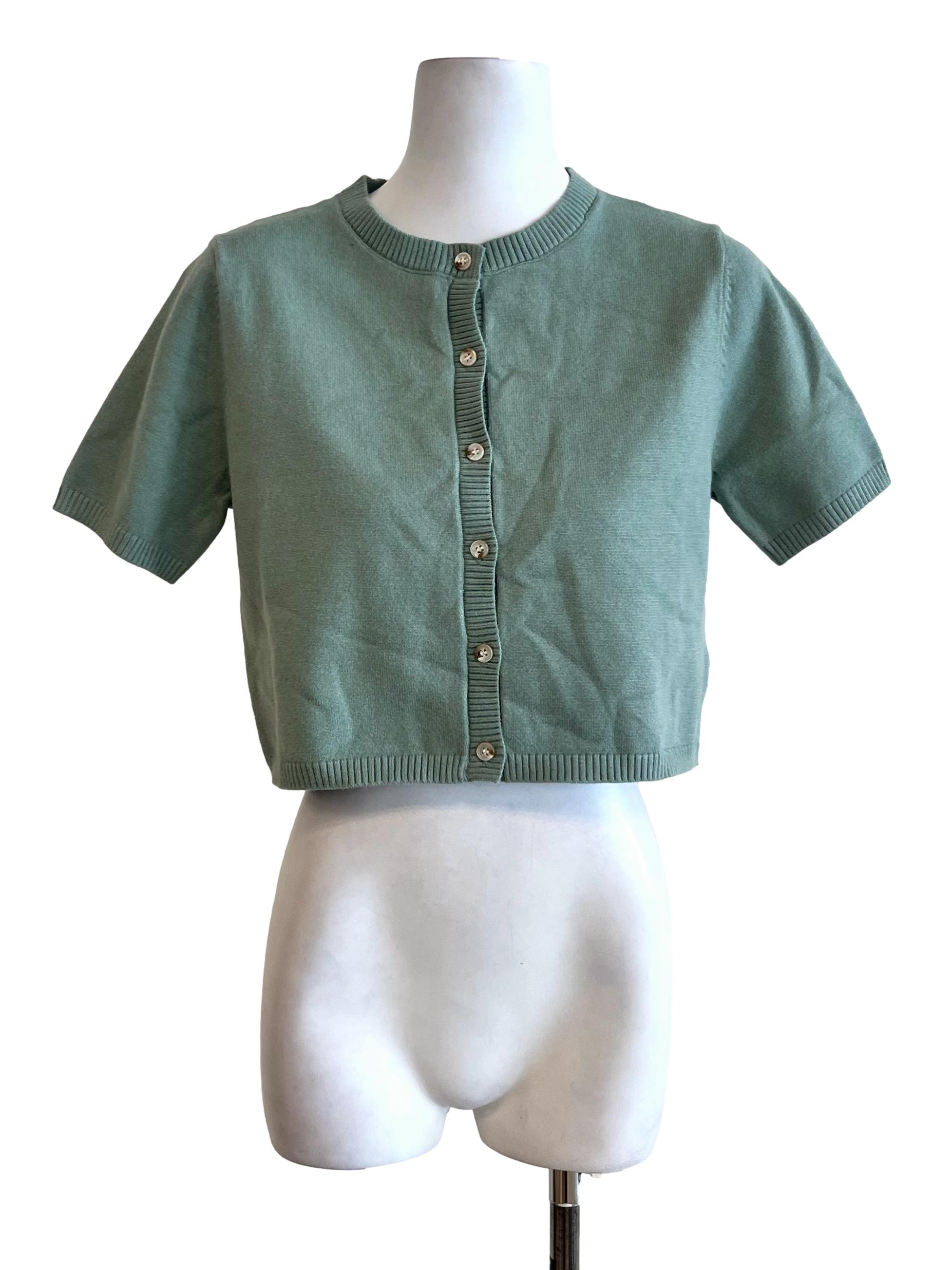 Green Short Sleeves Blouse LB
