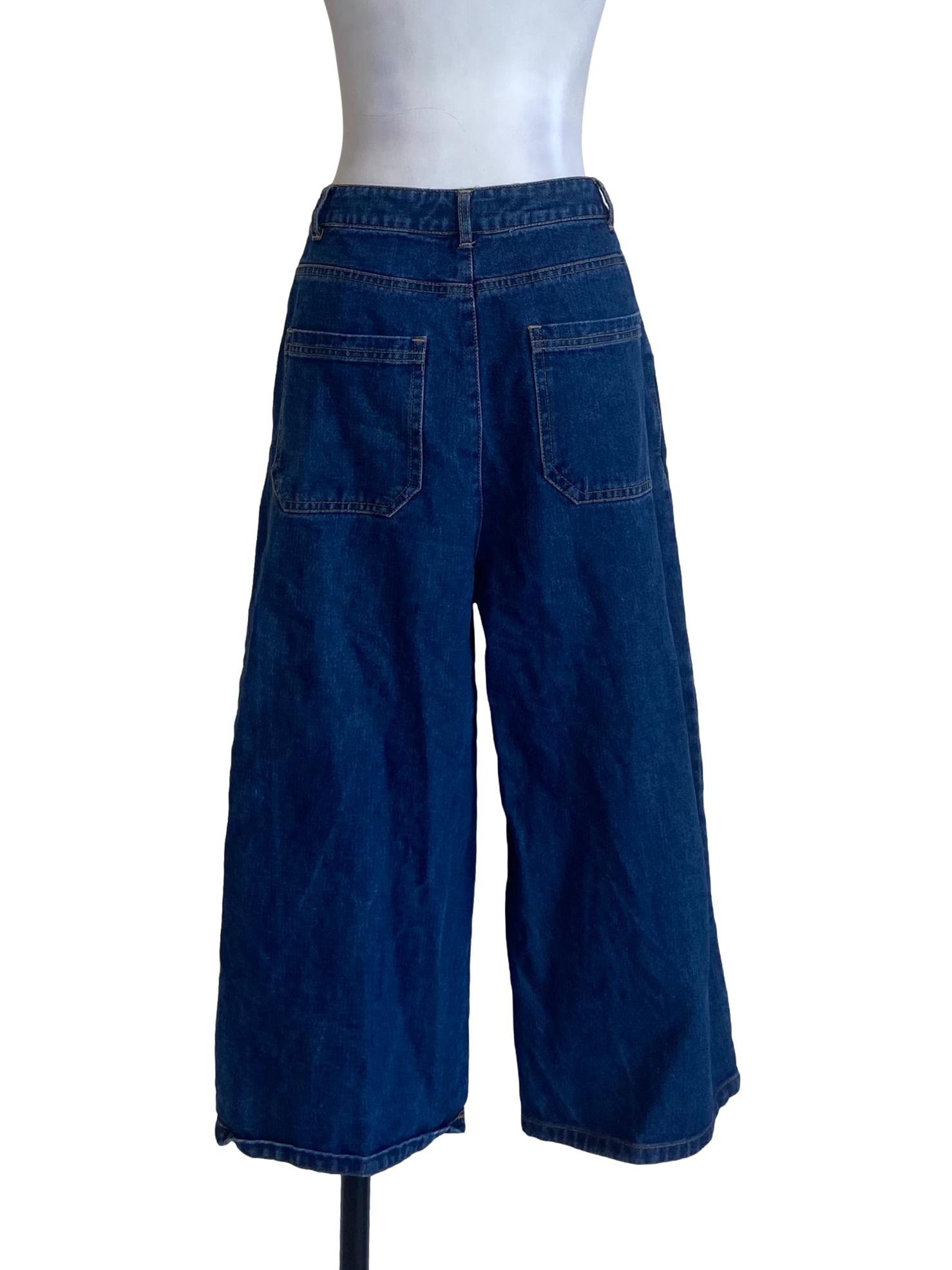 Blue Herringbone Culottes Jeans TCL