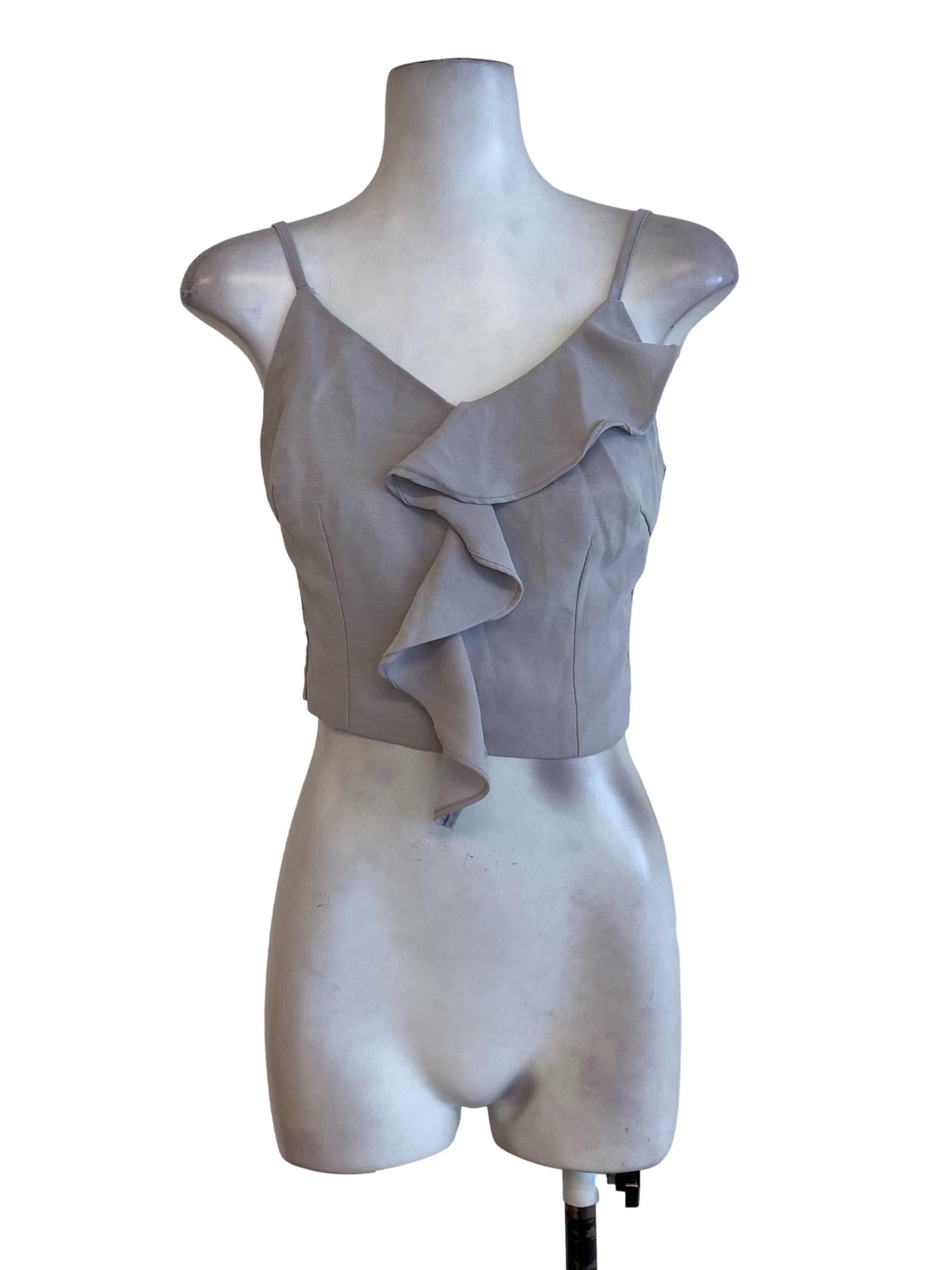 Light Grey Ruffle Top