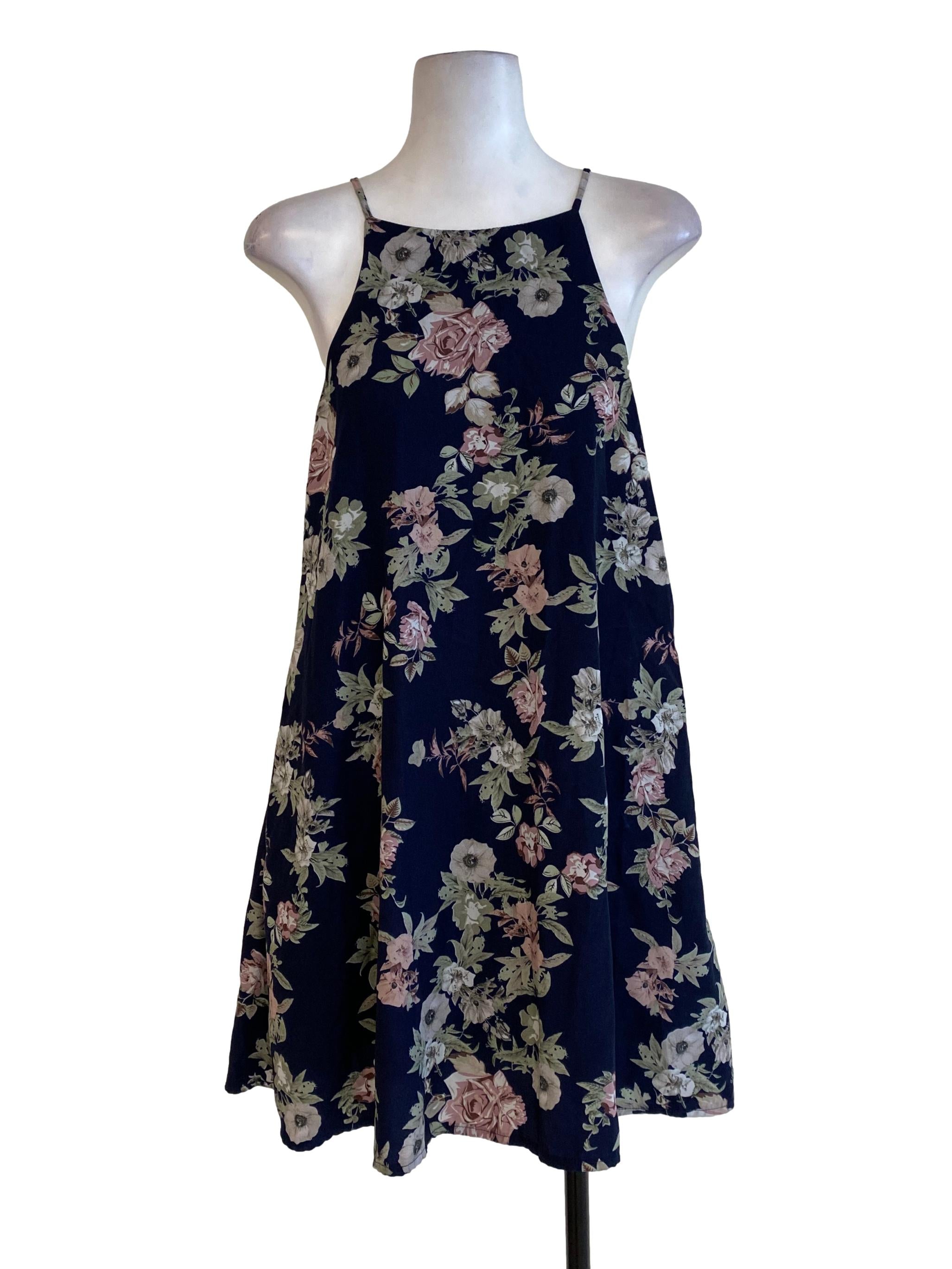 Navy Blue Floral Dress