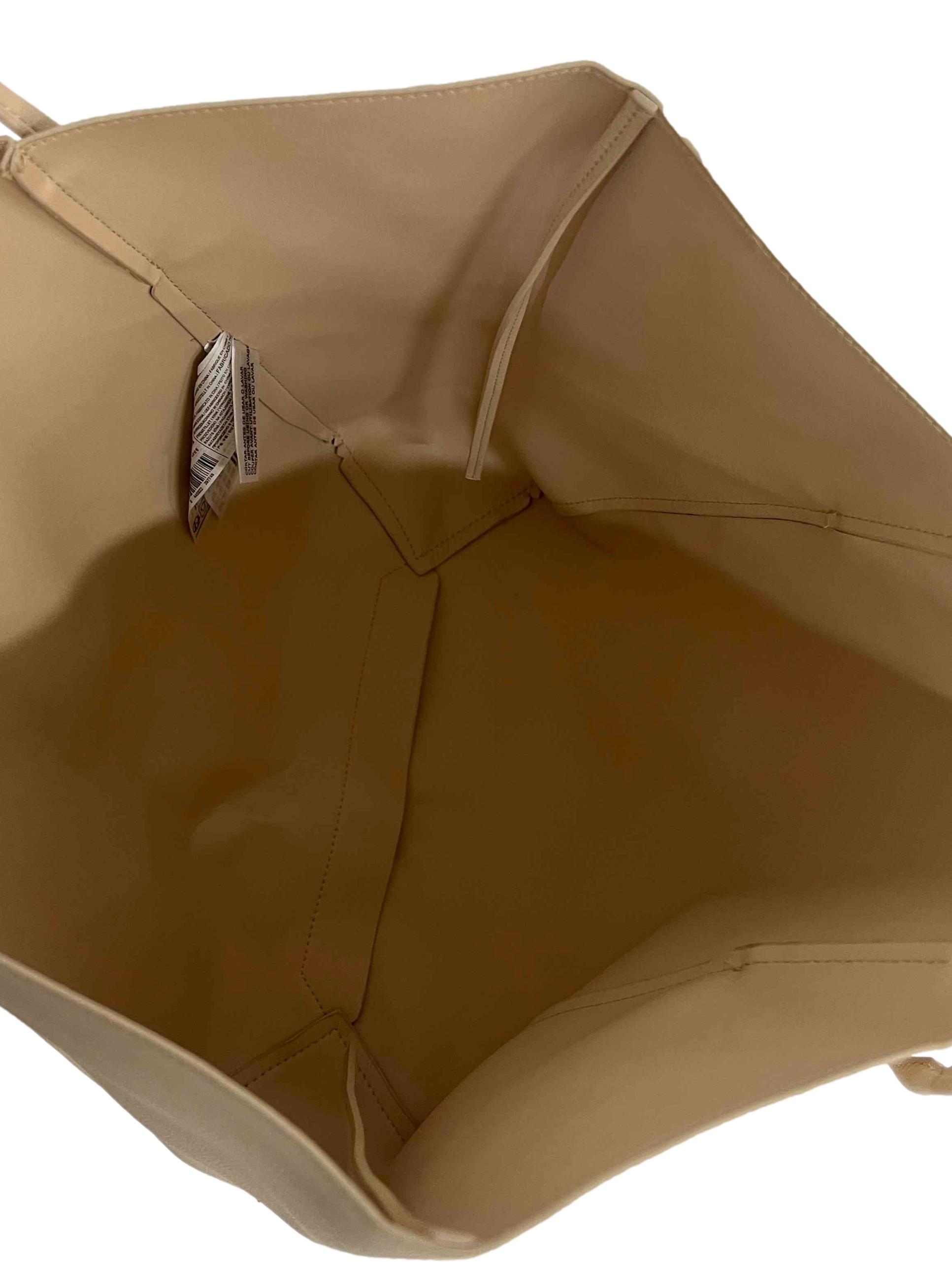 Cream Beige Pu Leather Tote Bag