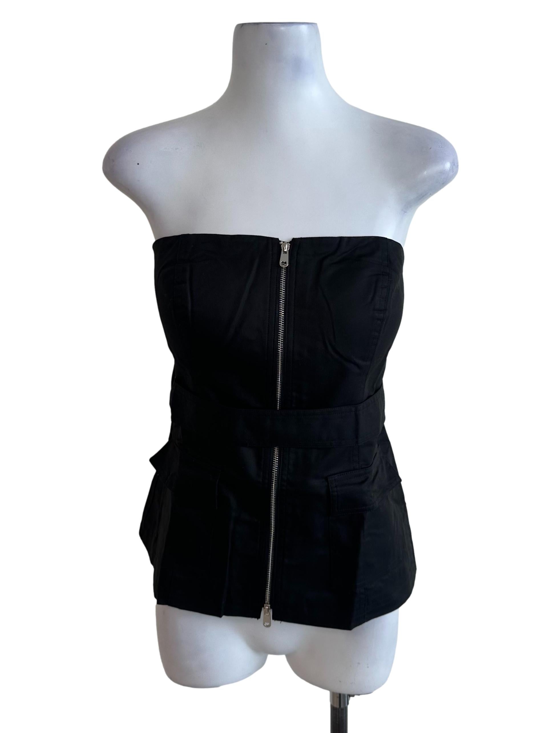 Raven Black Zipped Strap Tube Top