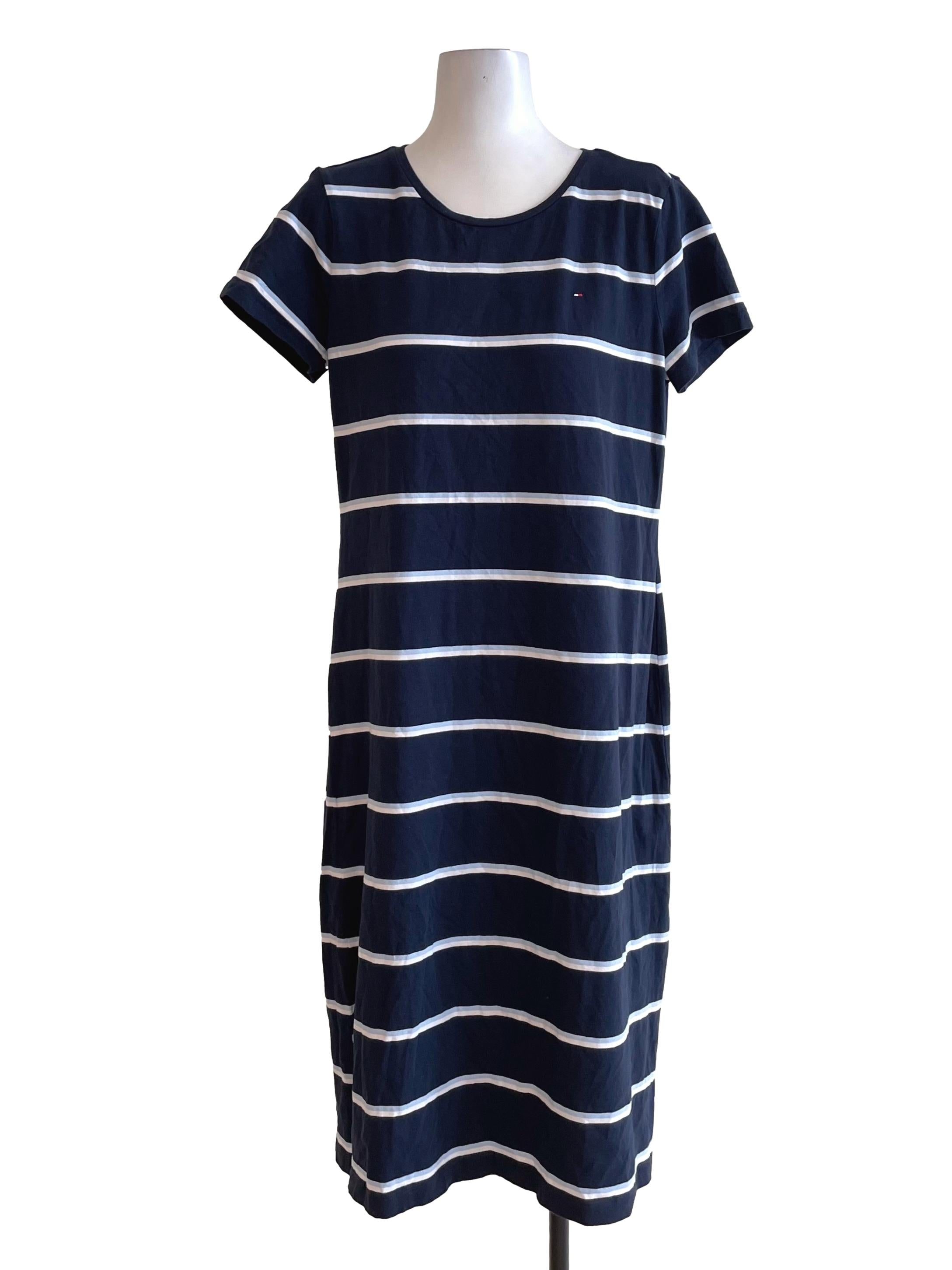 Dark Blue Stripe Tee Dress