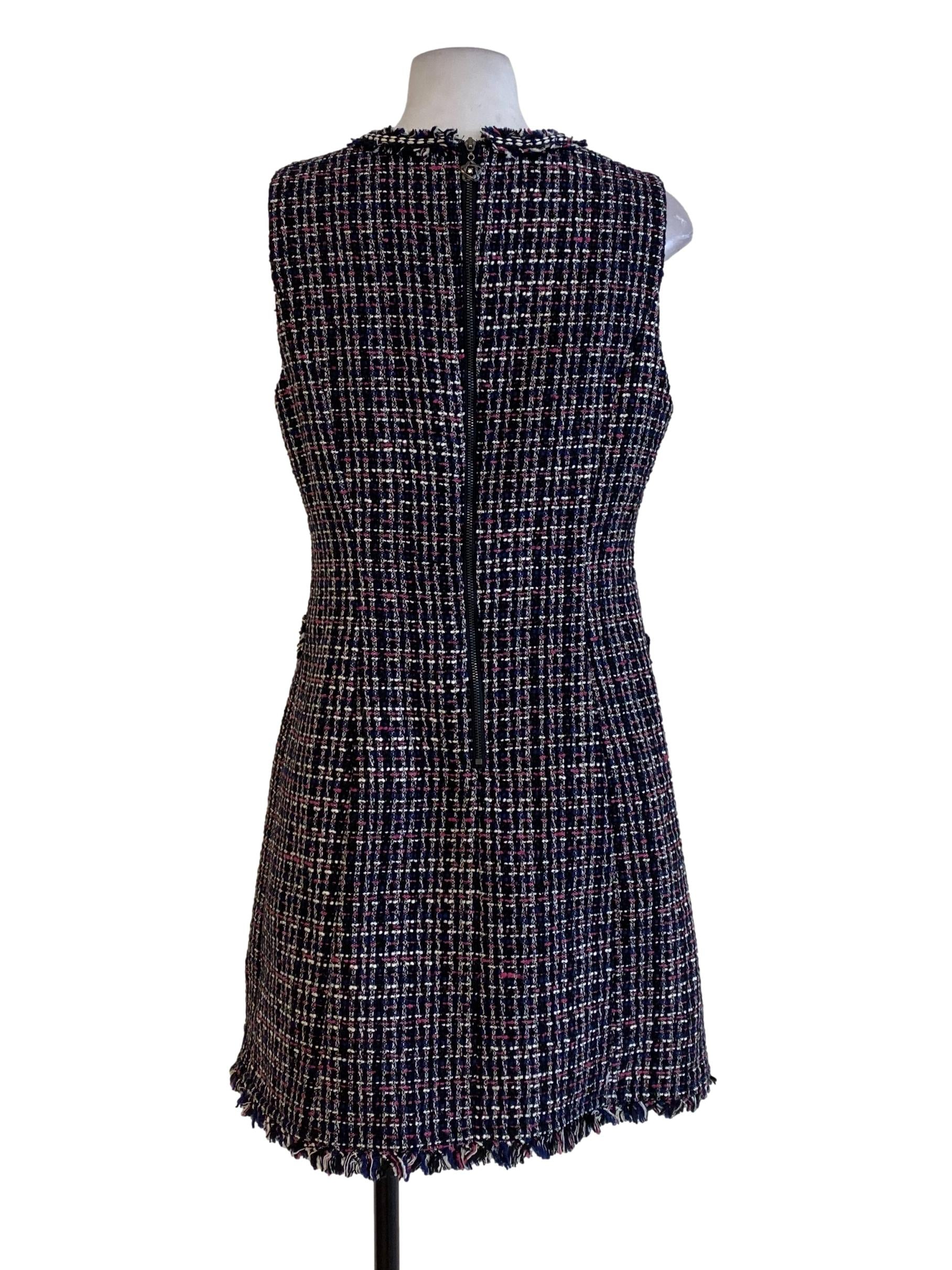 Black Pink Blue Tweed Dress