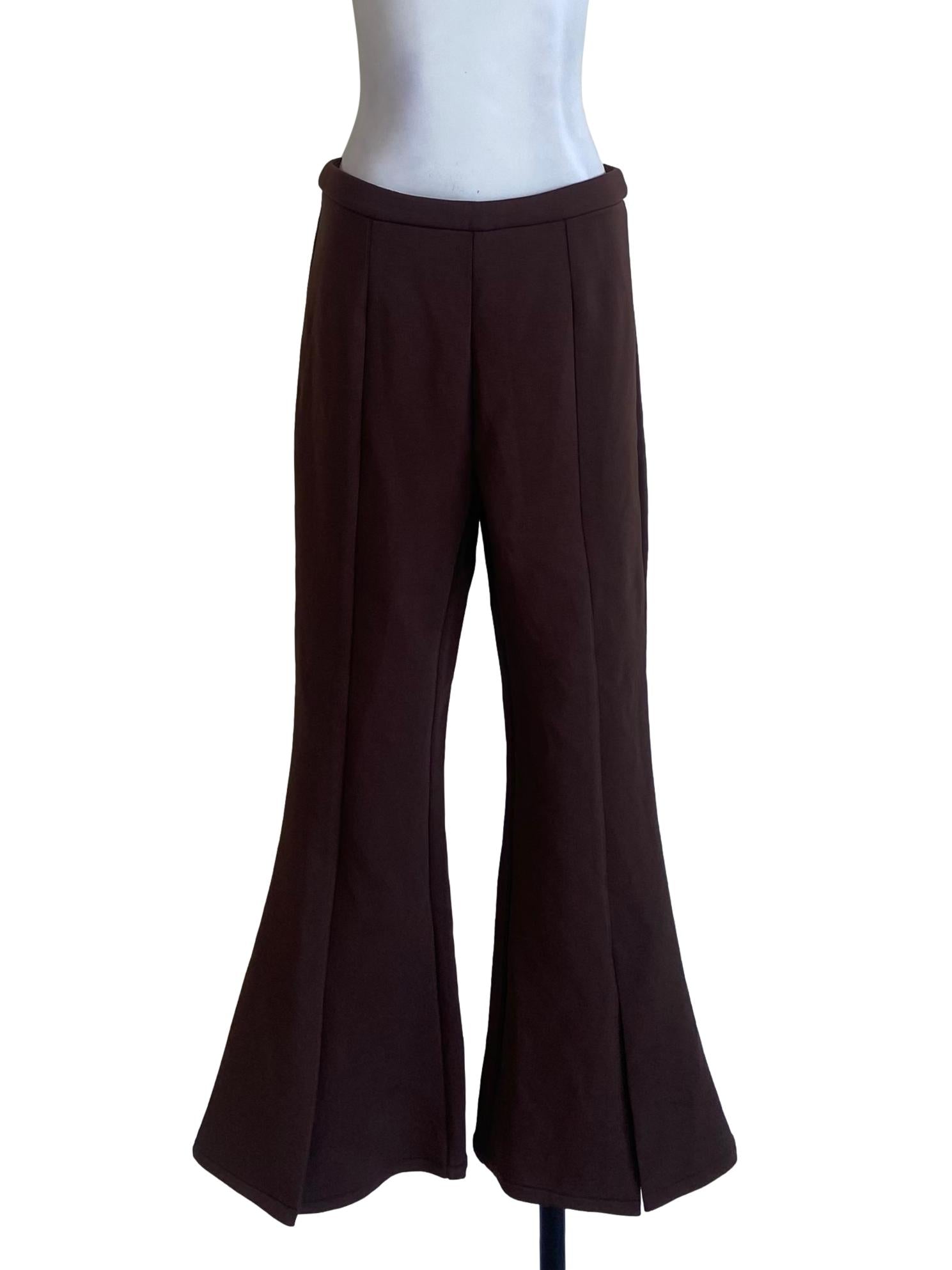 Mocha Brown Twill Flared Pants