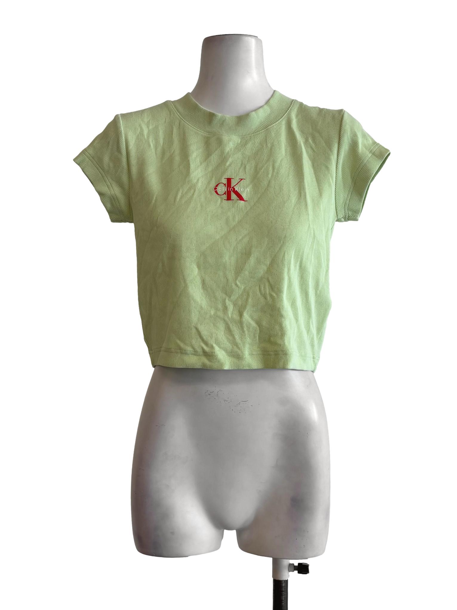 Light Green Short Sleeve Fitted Logo Top