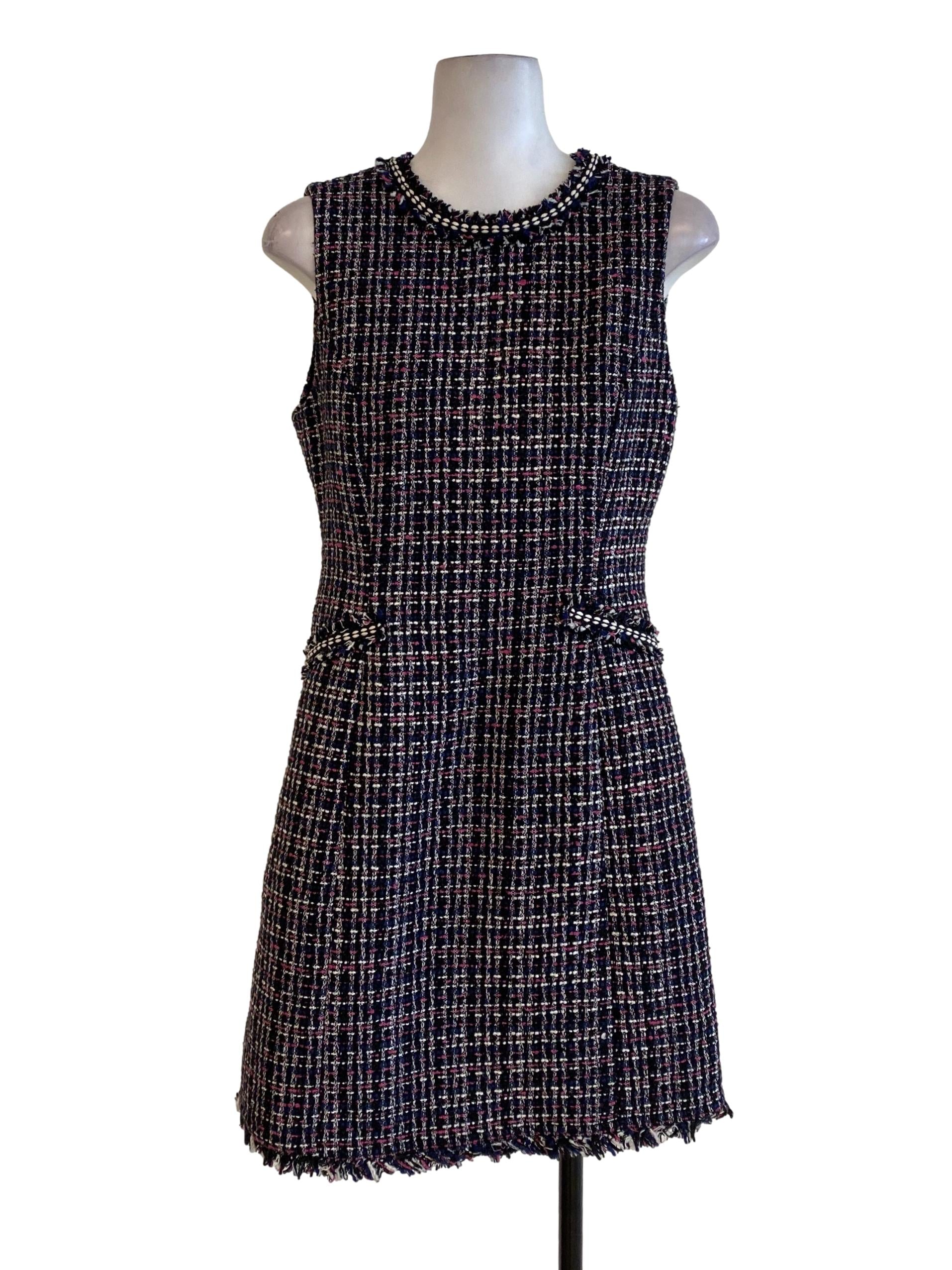 Black Pink Blue Tweed Dress