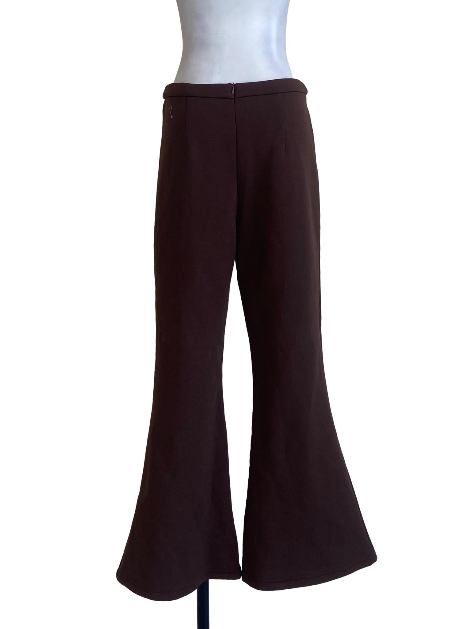 Mocha Brown Twill Flared Pants