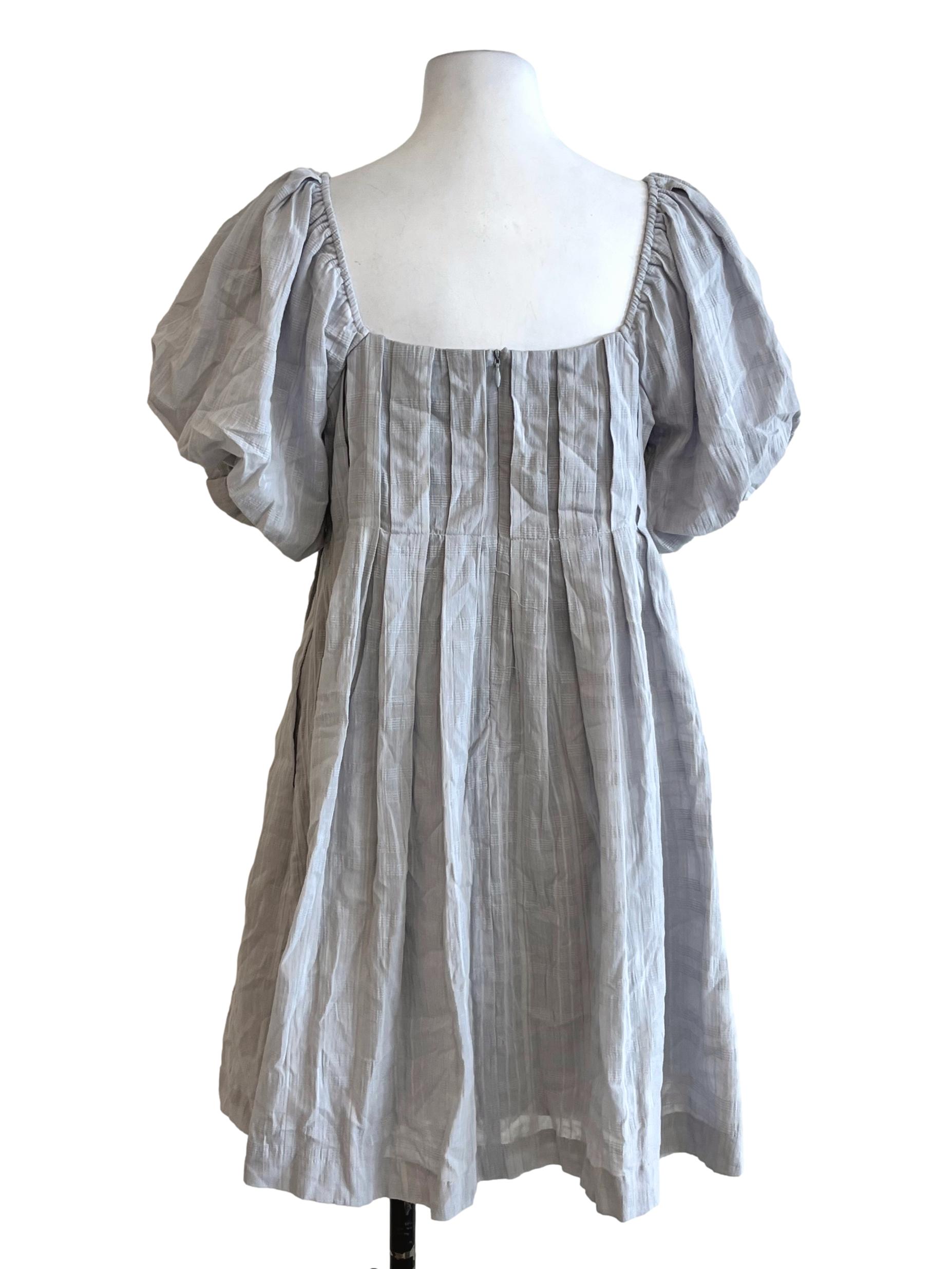 Blue Pattern Short Sleeve Dress