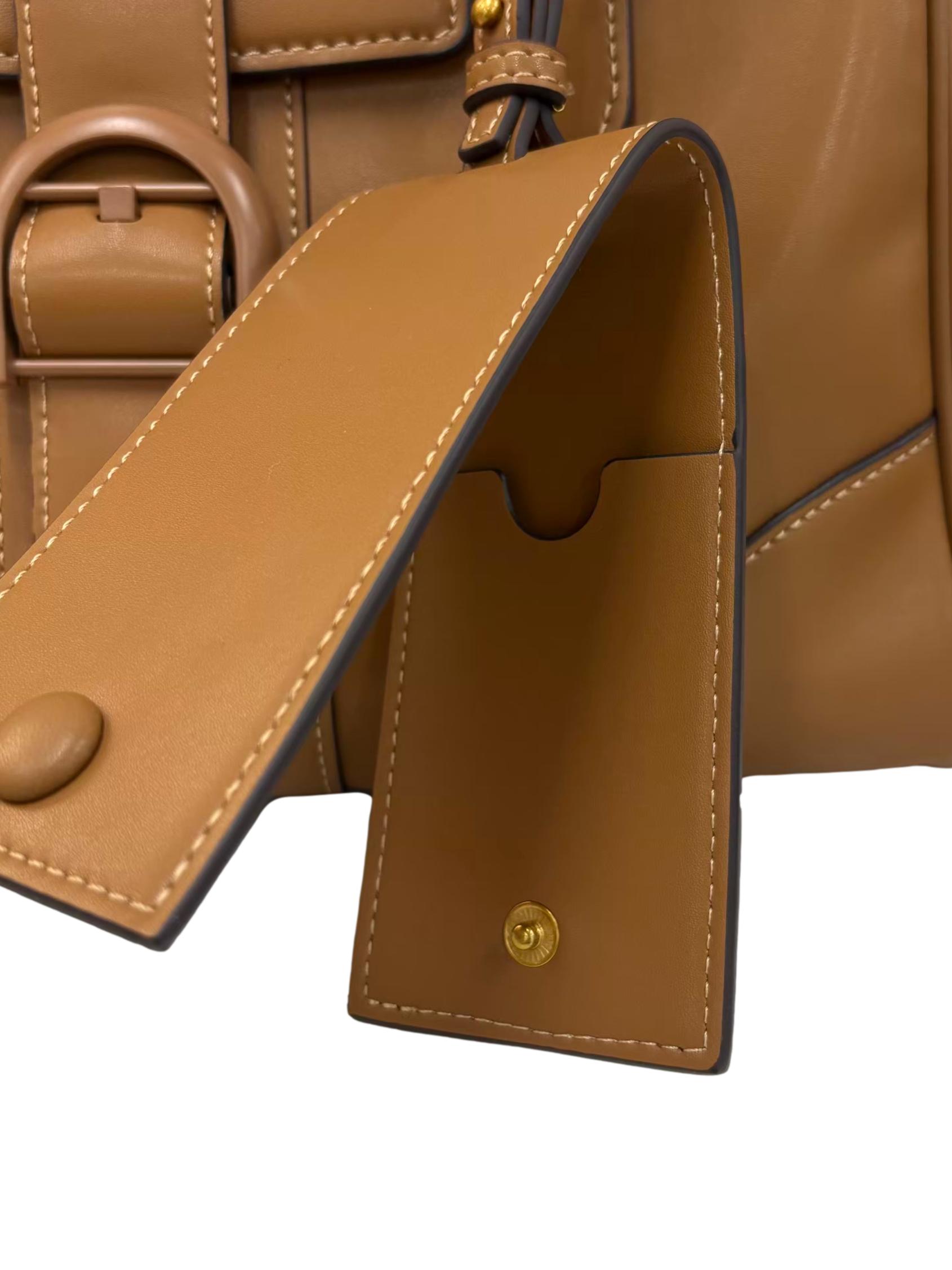 Brown Structured Top Handle Bag