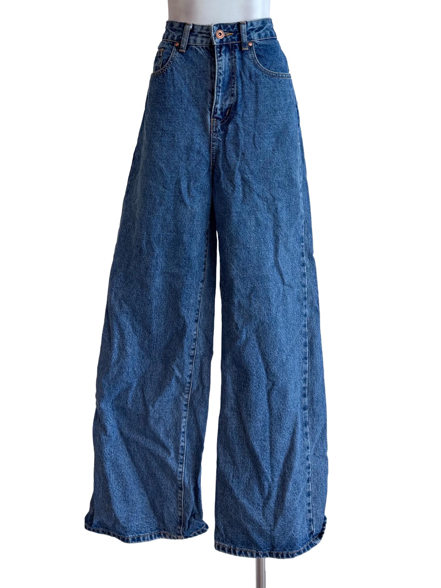 Denim Blue Long Wide Leg Jeans
