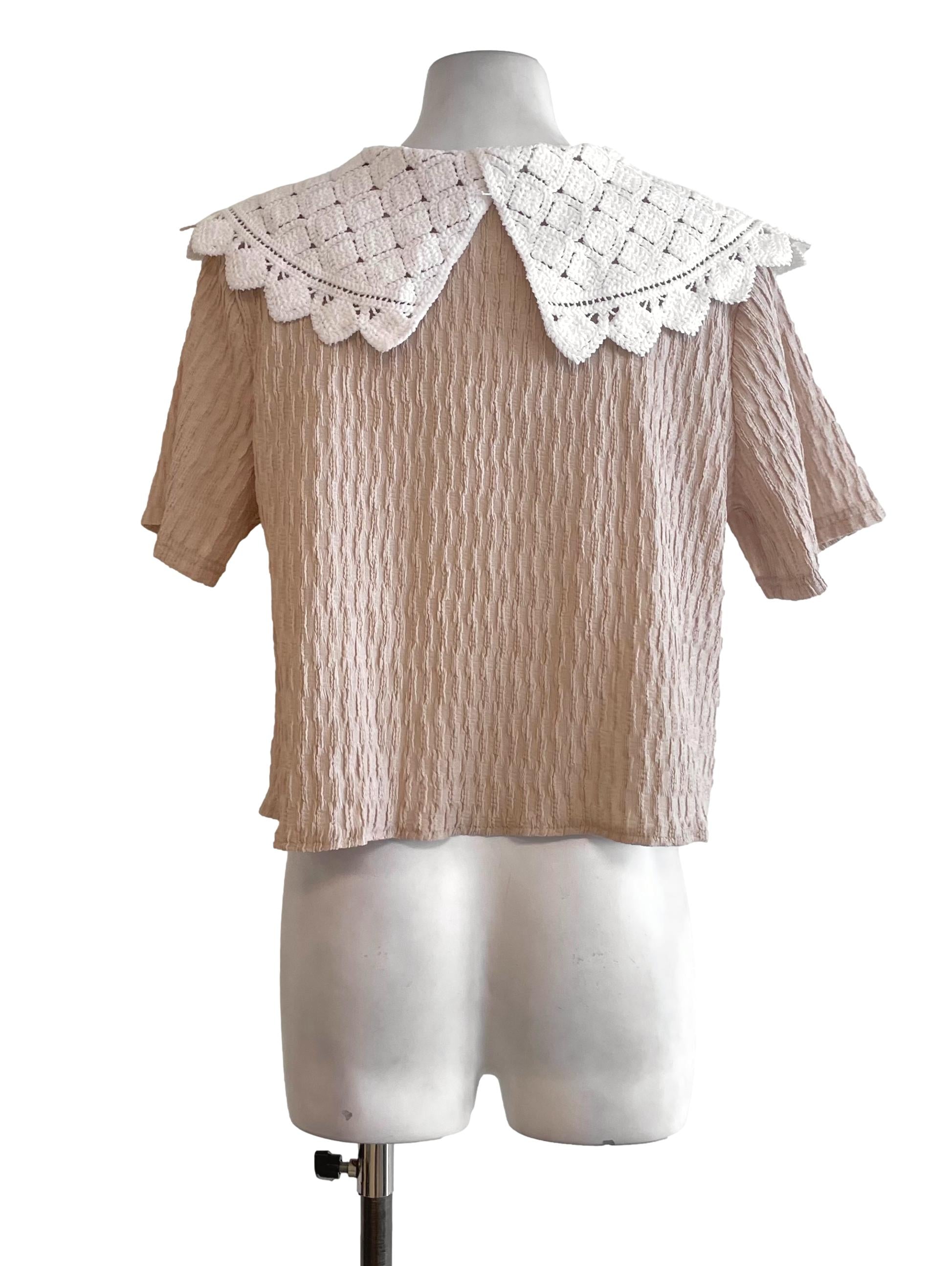 Beige Textured Sailor Top
