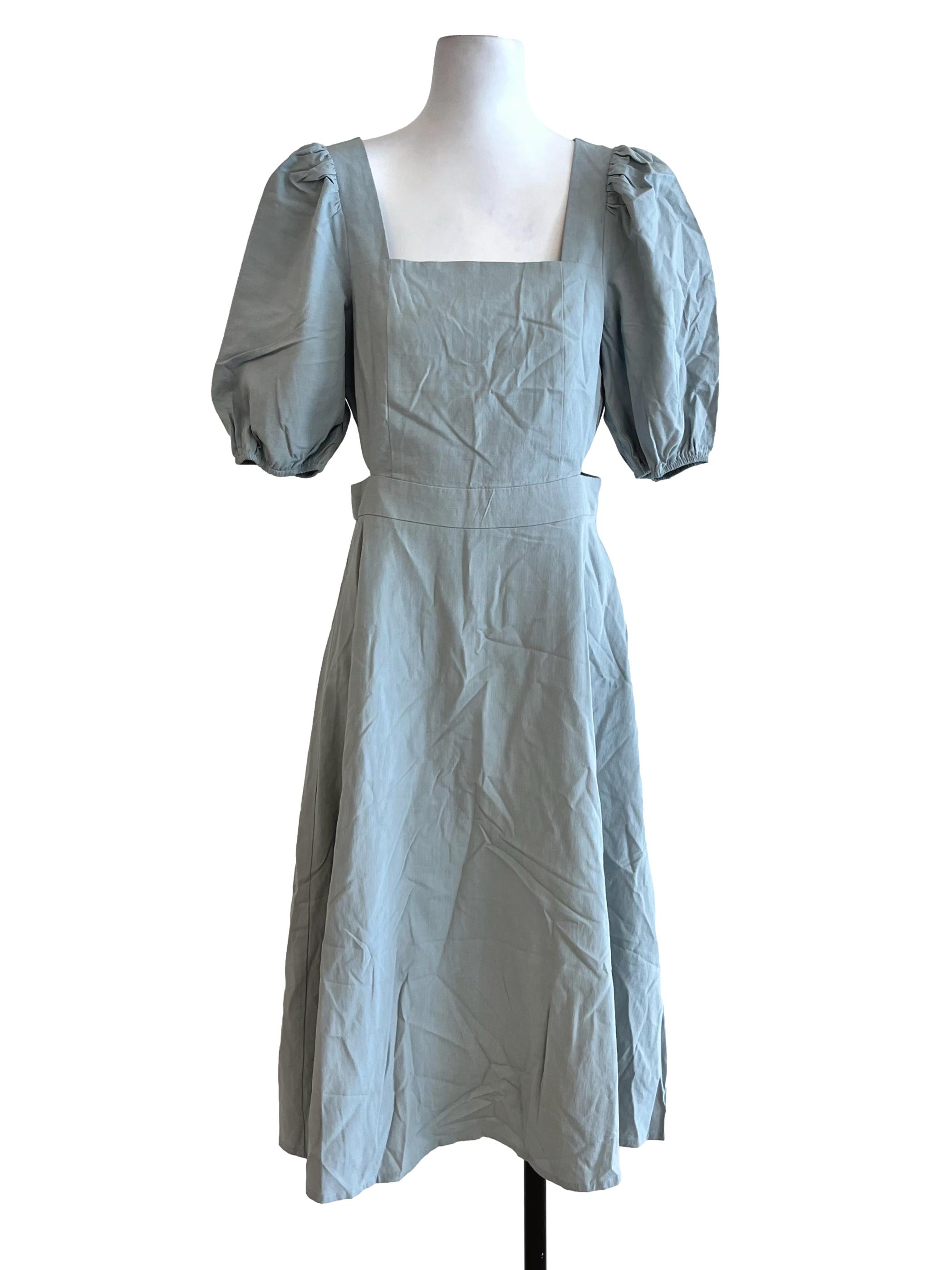 Blue Square Neck Dress