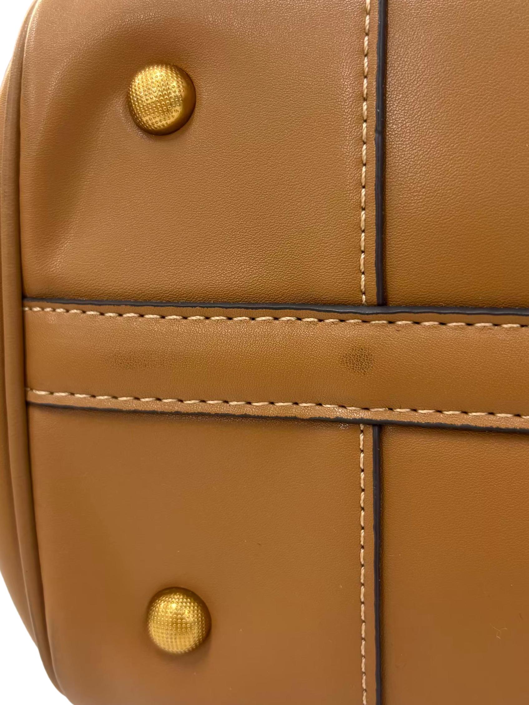 Brown Structured Top Handle Bag