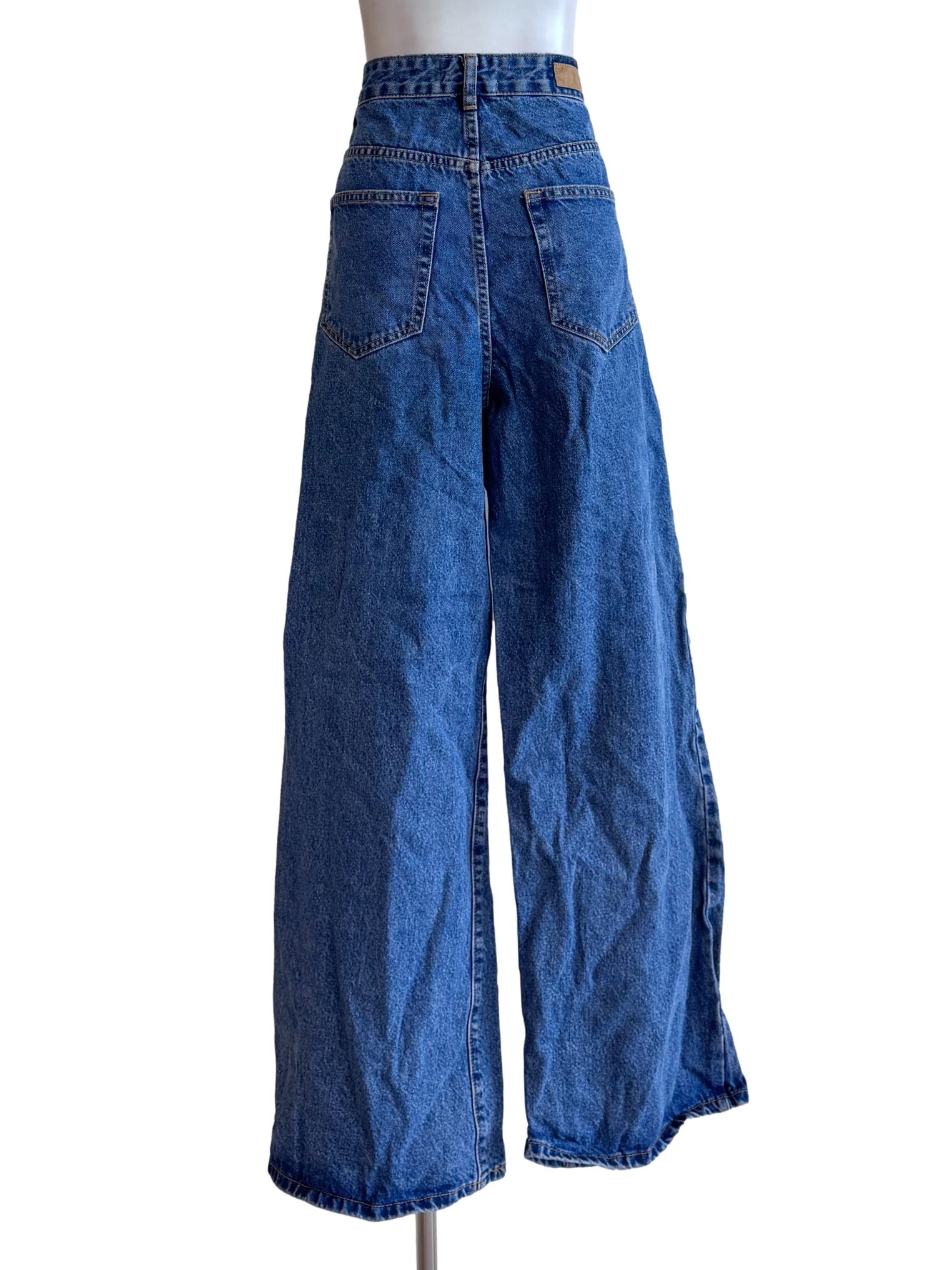 Denim Blue Long Wide Leg Jeans