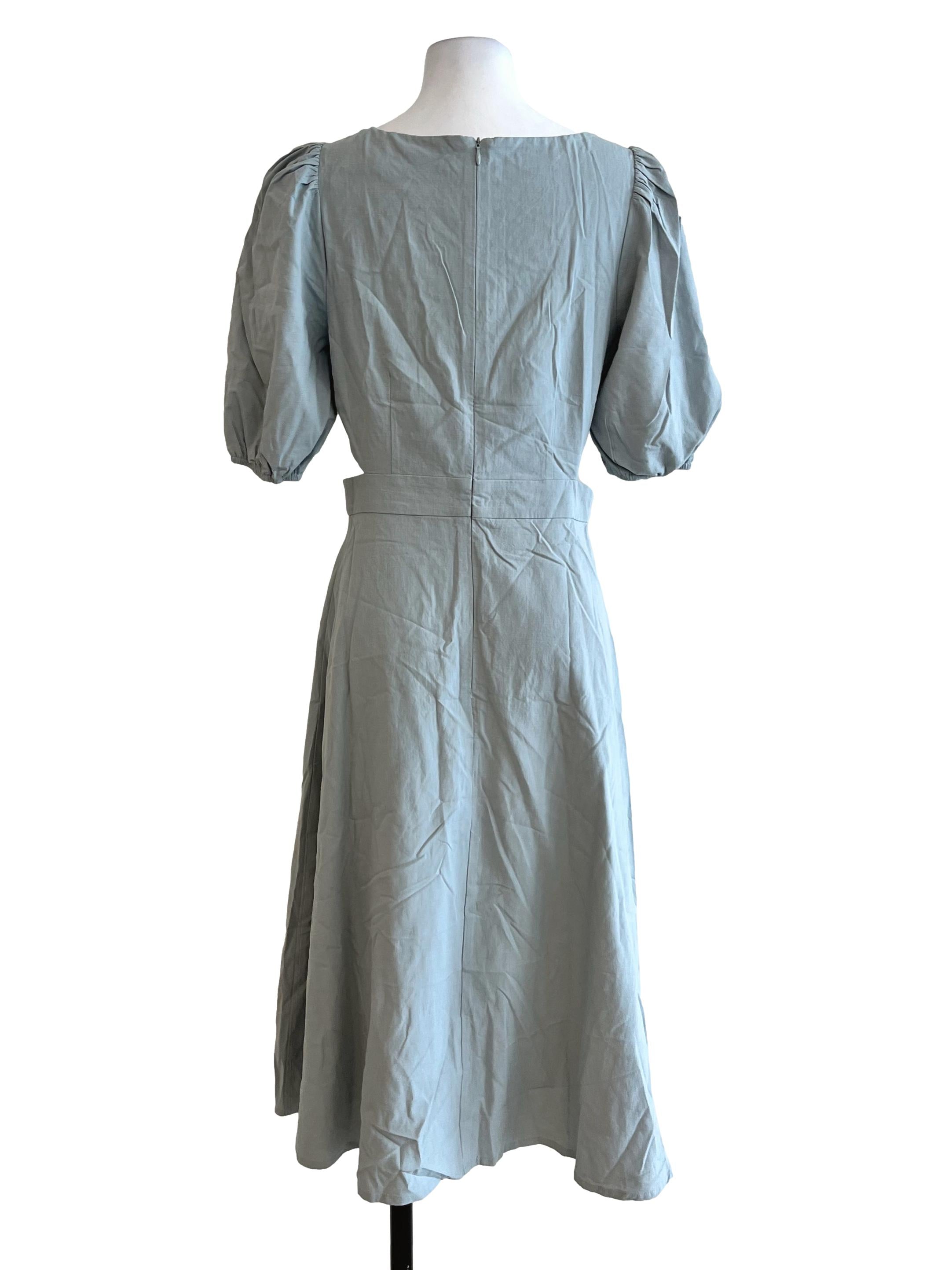 Blue Square Neck Dress
