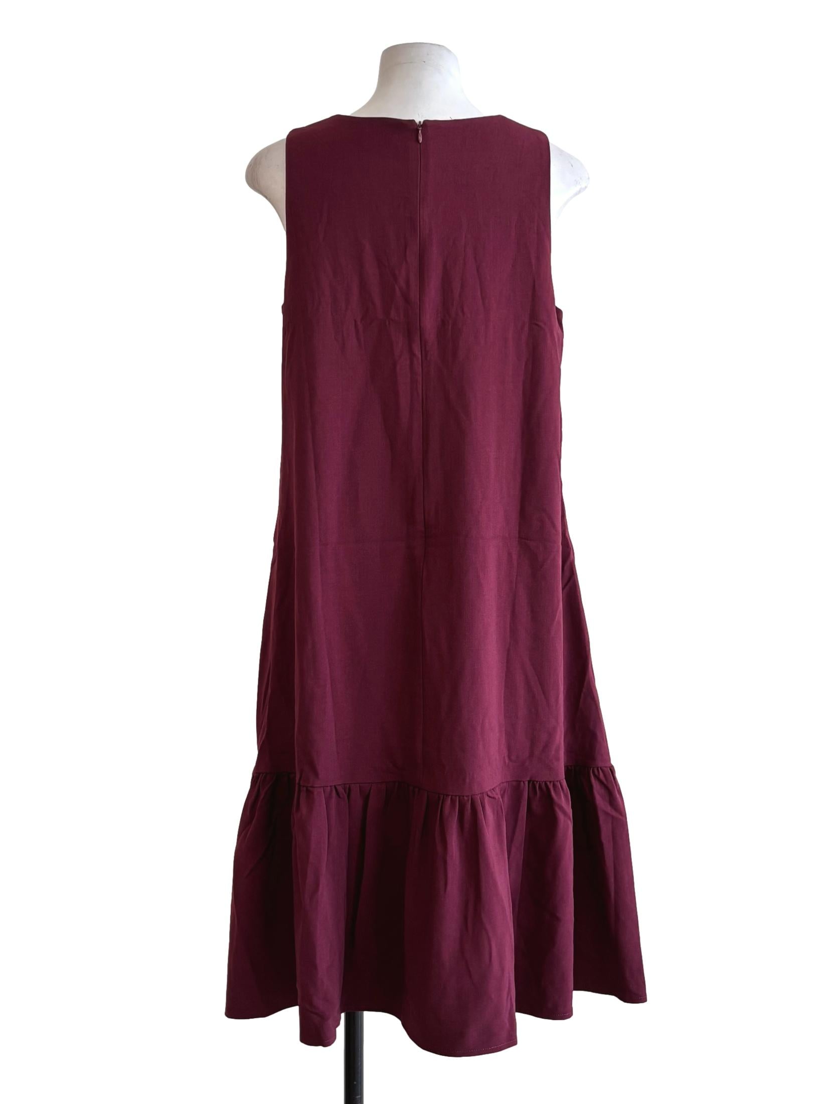 Mahogany Red Sleeveless Flare Dress