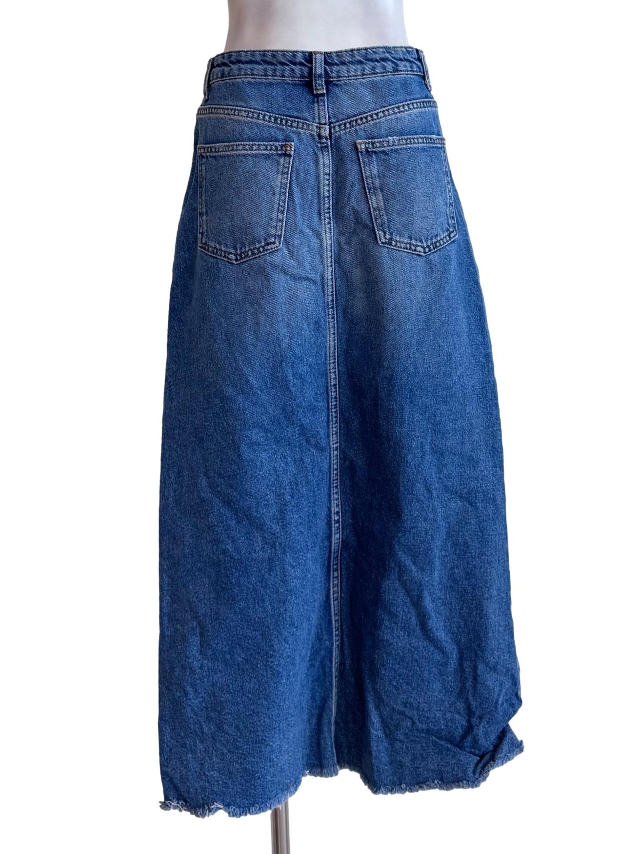 Denim Blue Midi Jeans Skirt