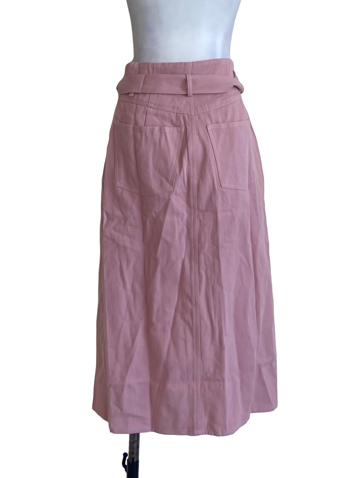 Flamingo Pink Herringbone Slit Skirt LB