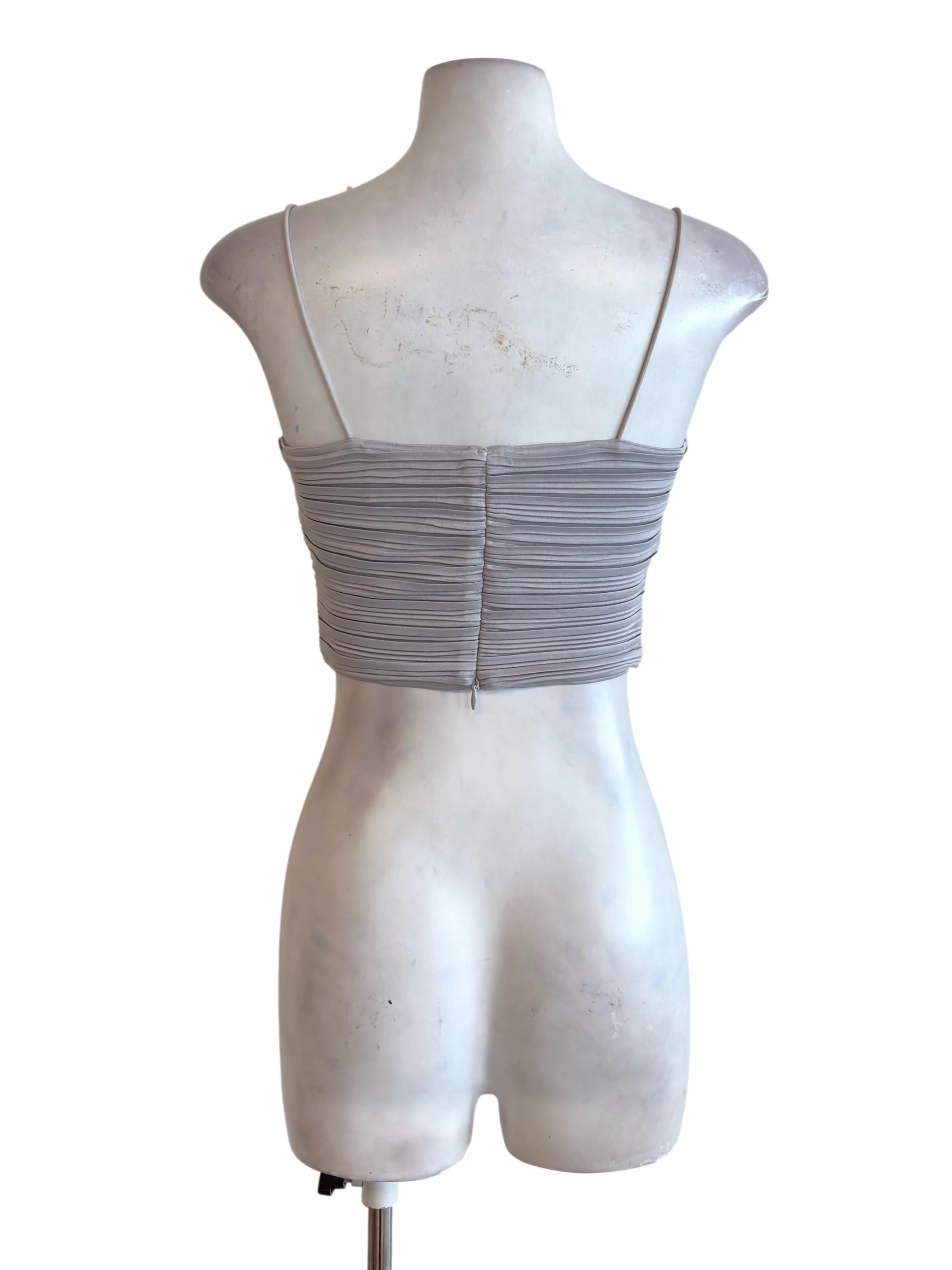 Silver Purple Pleated Cropped Top