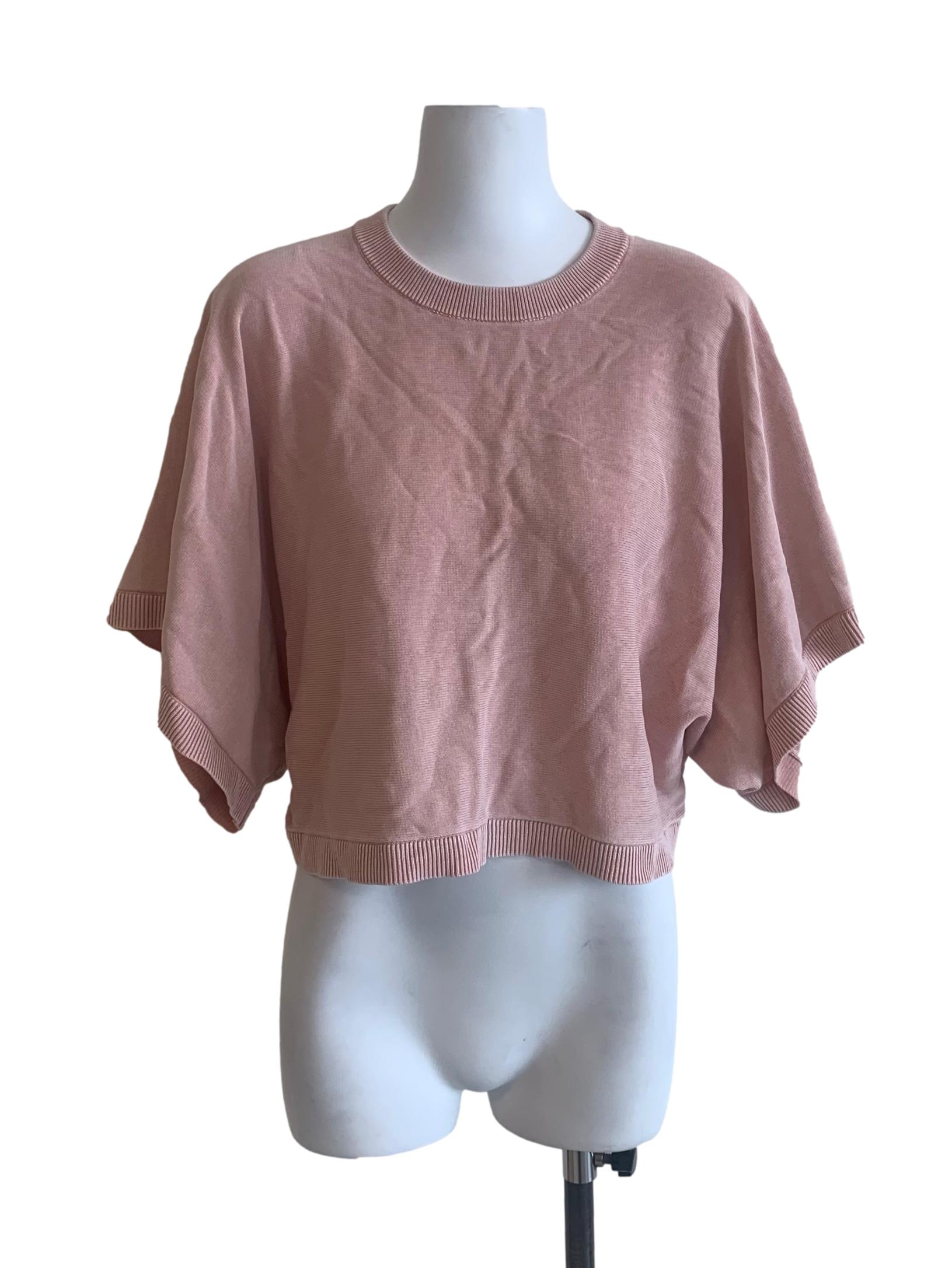 Rose Pink Round Neck Crop Top