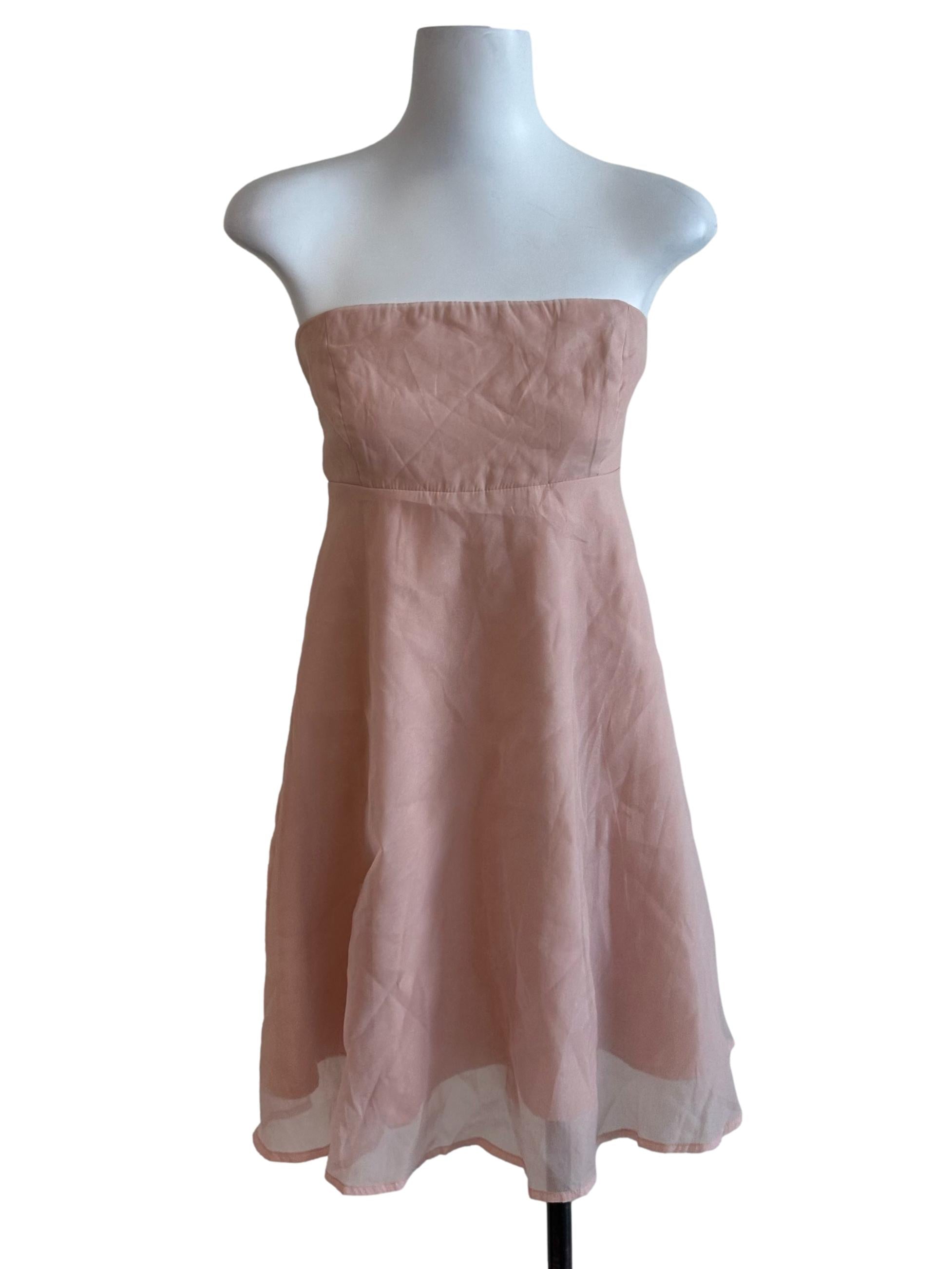 Light Pink Organza Strapless Dress