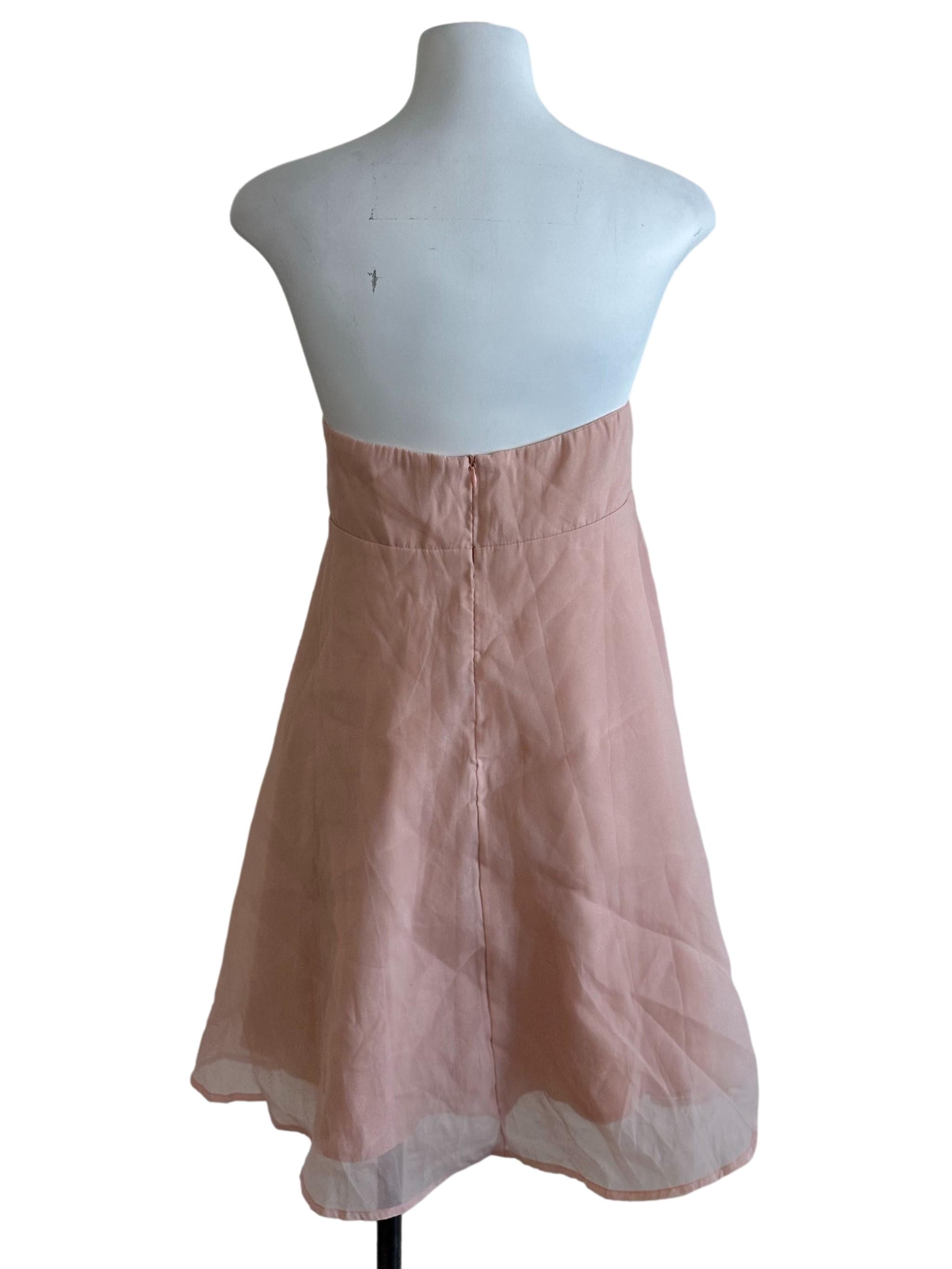 Light Pink Organza Strapless Dress