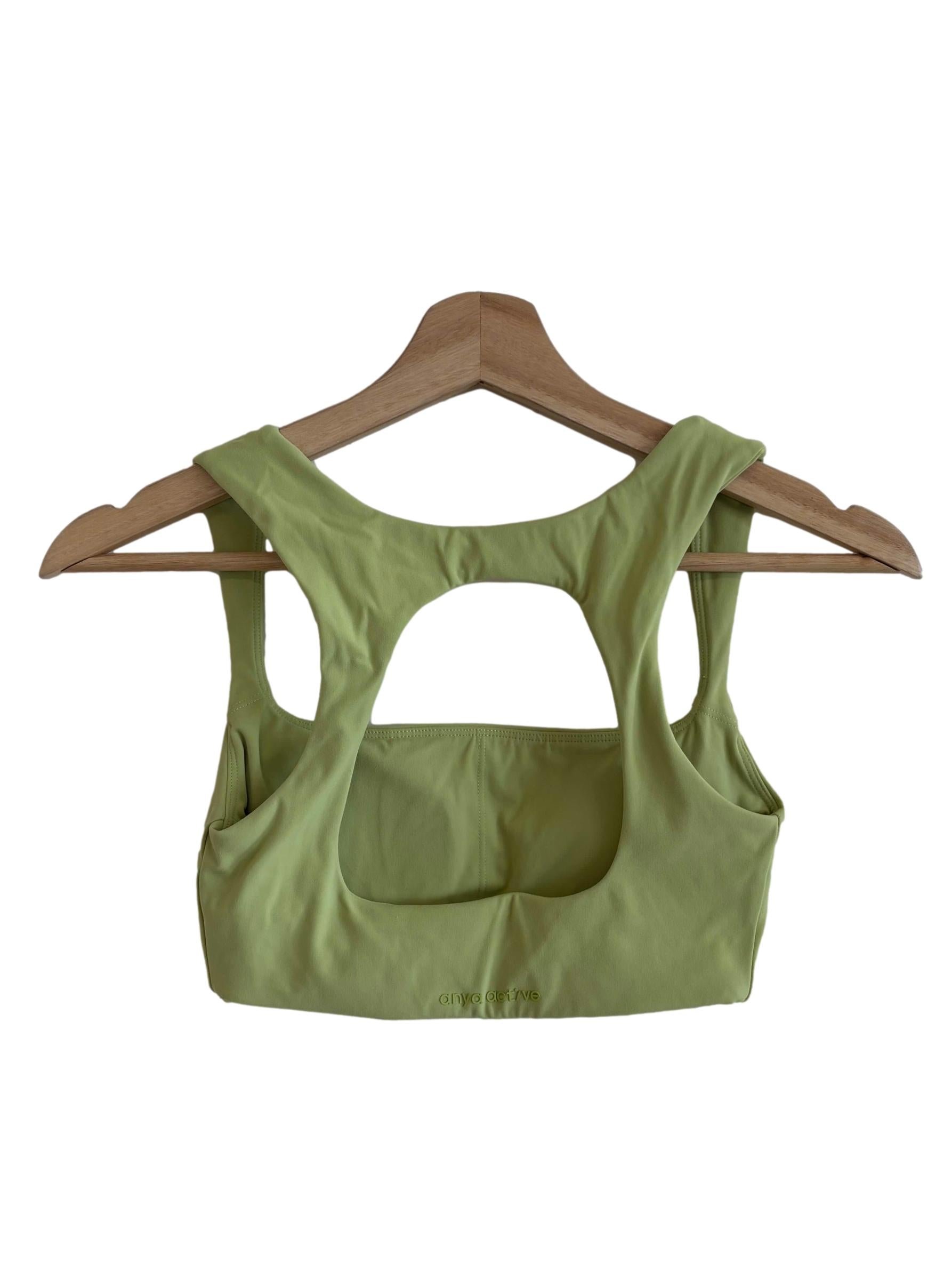 Lime Green Square Neckline Sports Bra