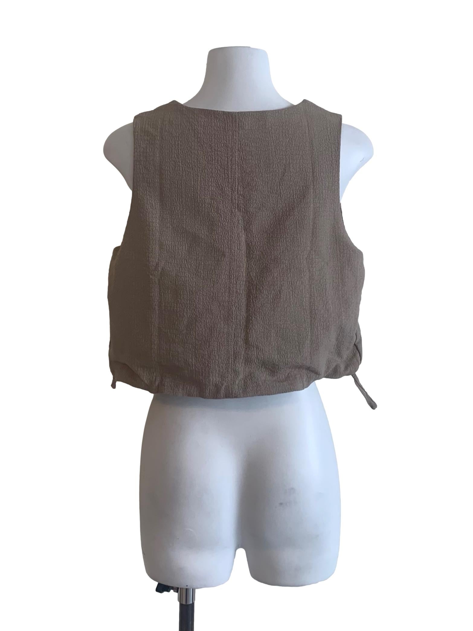 Wood Brown Deep V Neck Vest